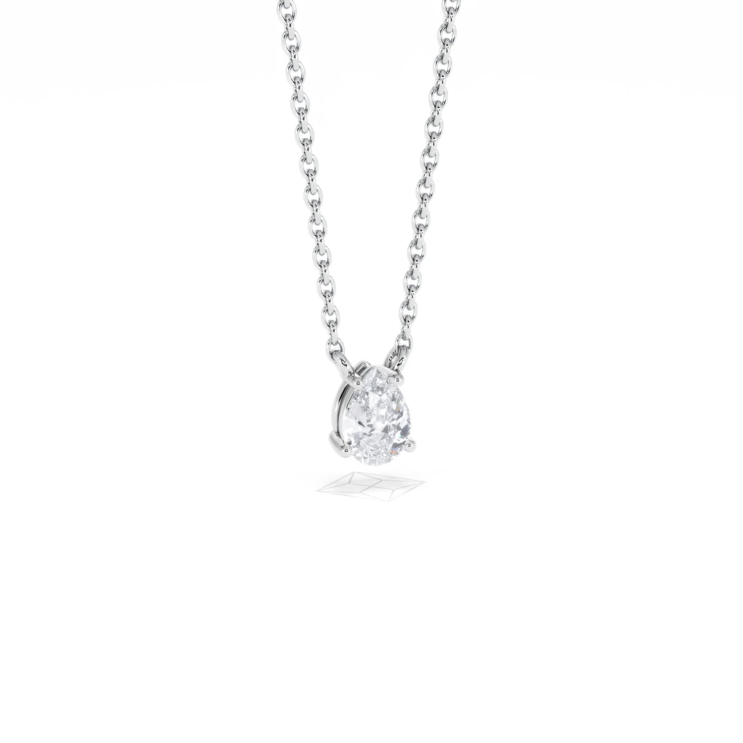 Wanderlust Floating Pear Cut Lab Diamond Solitaire Necklace 0.33ct H/SI in 925 Silver - Image 13