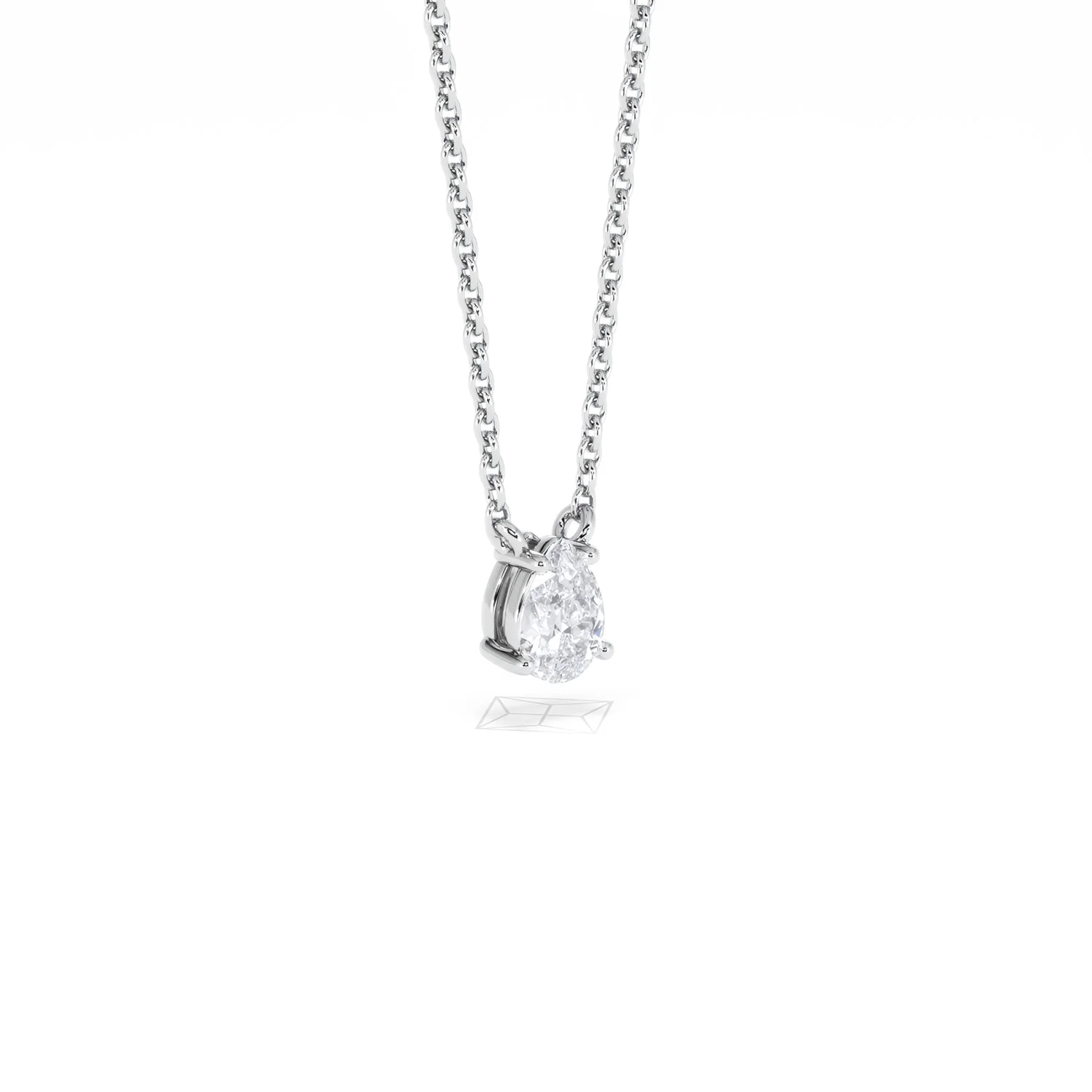 Wanderlust Floating Pear Cut Lab Diamond Solitaire Necklace 0.33ct H/SI in 925 Silver - Image 17