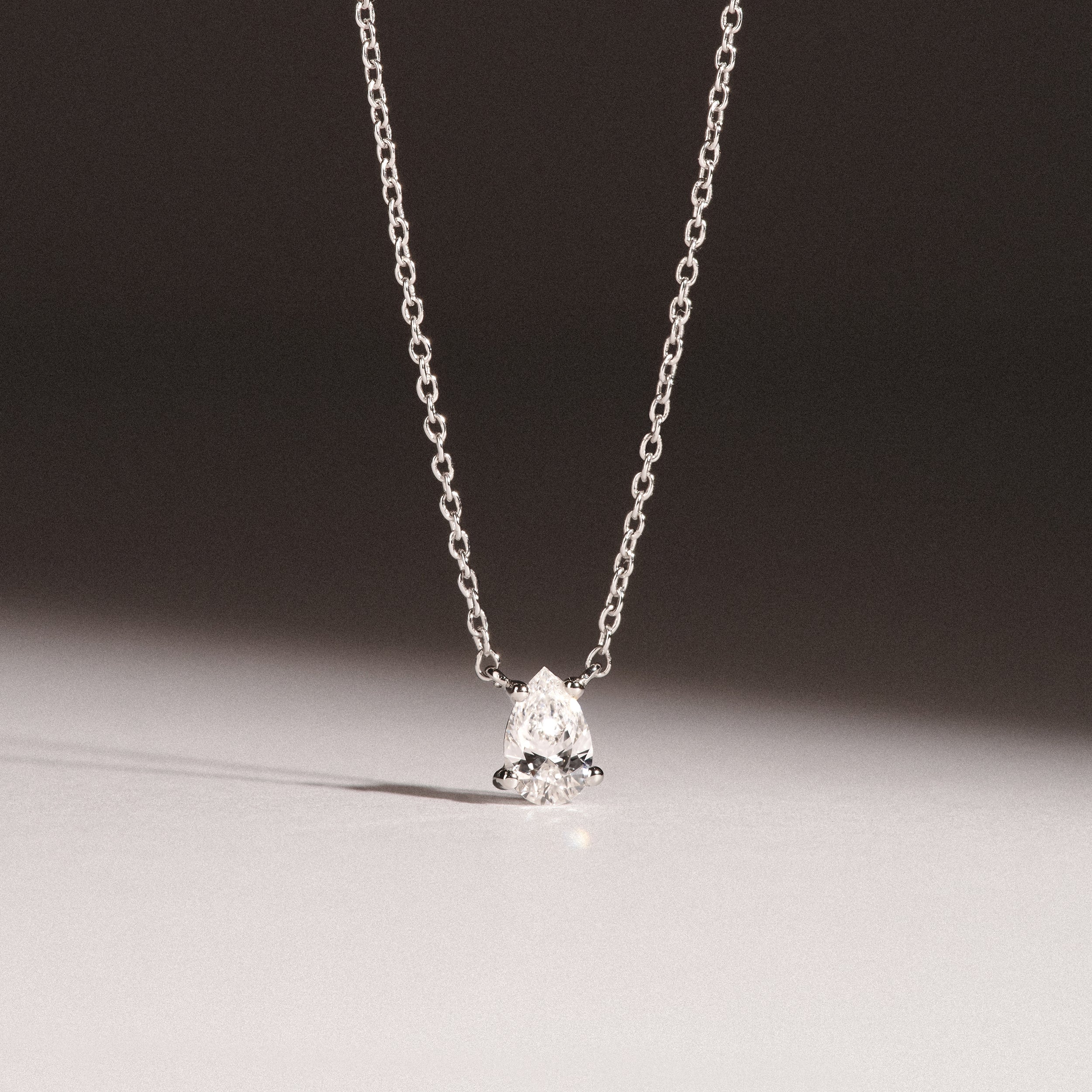 Wanderlust Floating Pear Cut Lab Diamond Solitaire Necklace 0.33ct H/SI in 925 Silver - Image 6