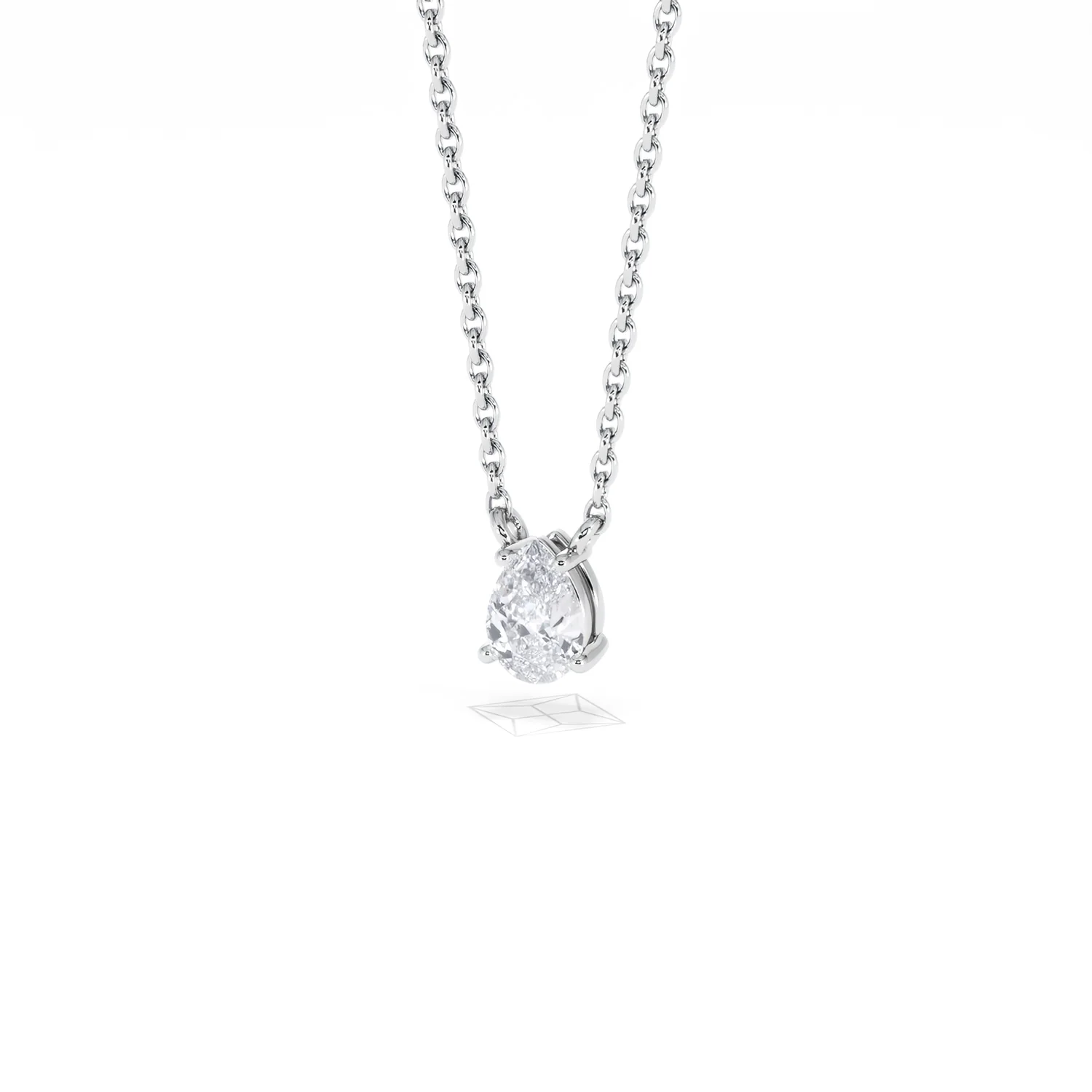 Wanderlust Floating Pear Cut Lab Diamond Solitaire Necklace 0.33ct H/SI in 925 Silver - Image 84
