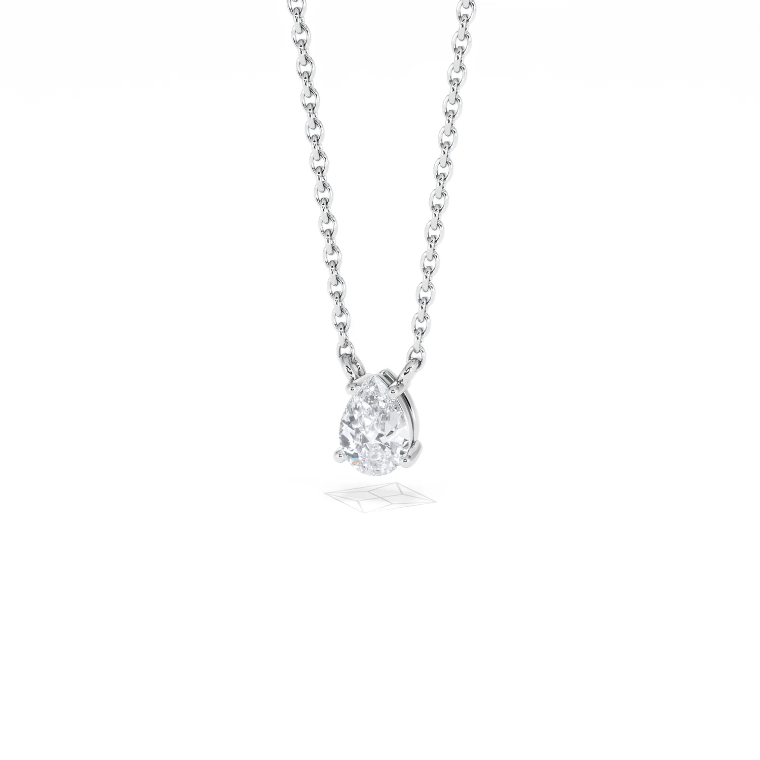 Wanderlust Floating Pear Cut Lab Diamond Solitaire Necklace 0.33ct H/SI in 925 Silver - Image 85