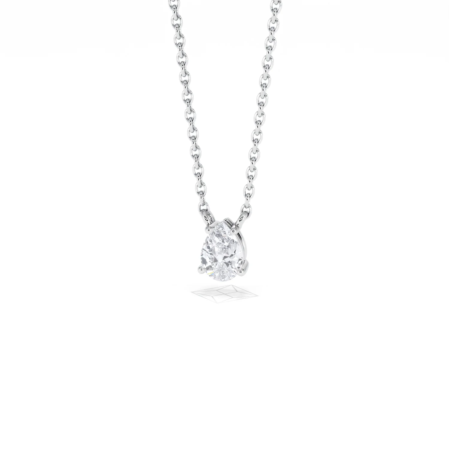 Wanderlust Floating Pear Cut Lab Diamond Solitaire Necklace 0.33ct H/SI in 925 Silver - Image 86