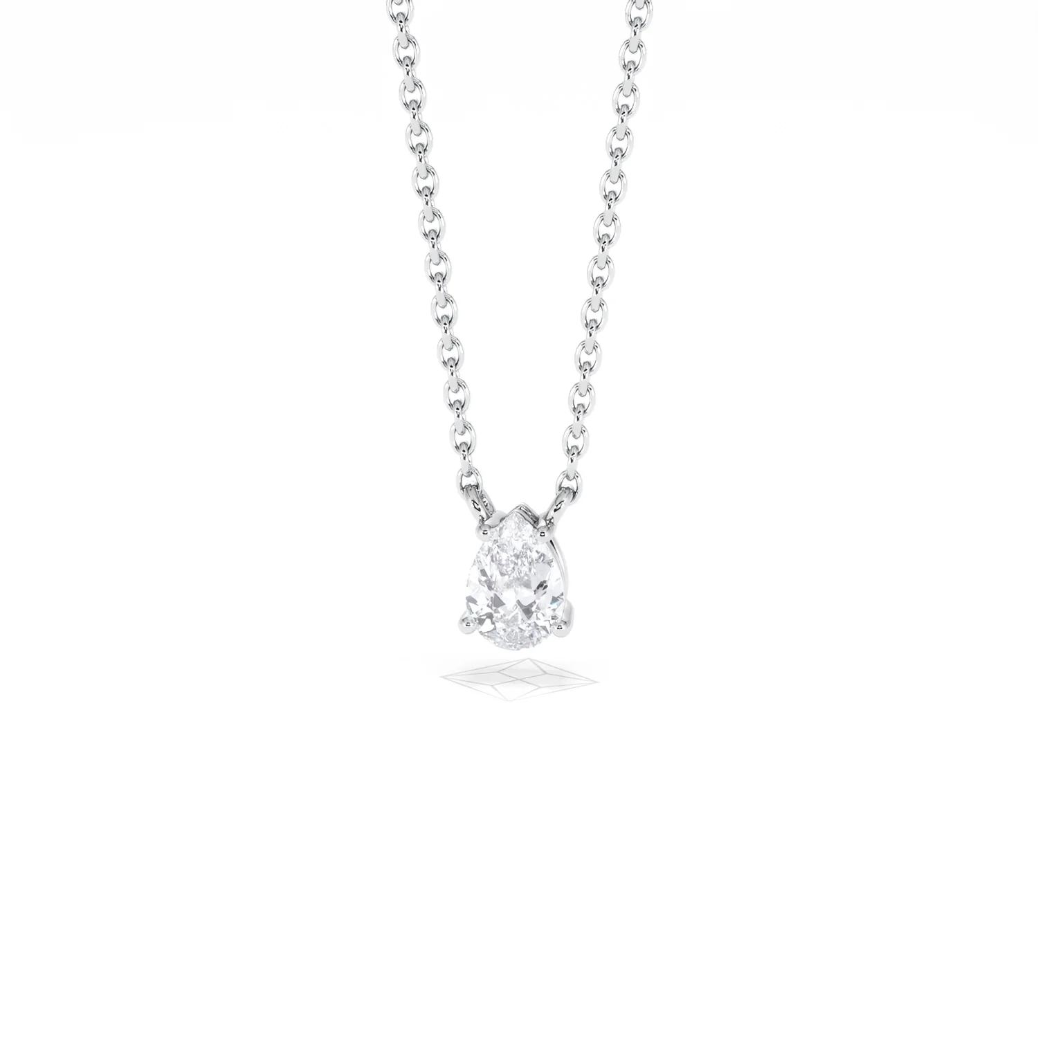Wanderlust Floating Pear Cut Lab Diamond Solitaire Necklace 0.33ct H/SI in 925 Silver - Image 87