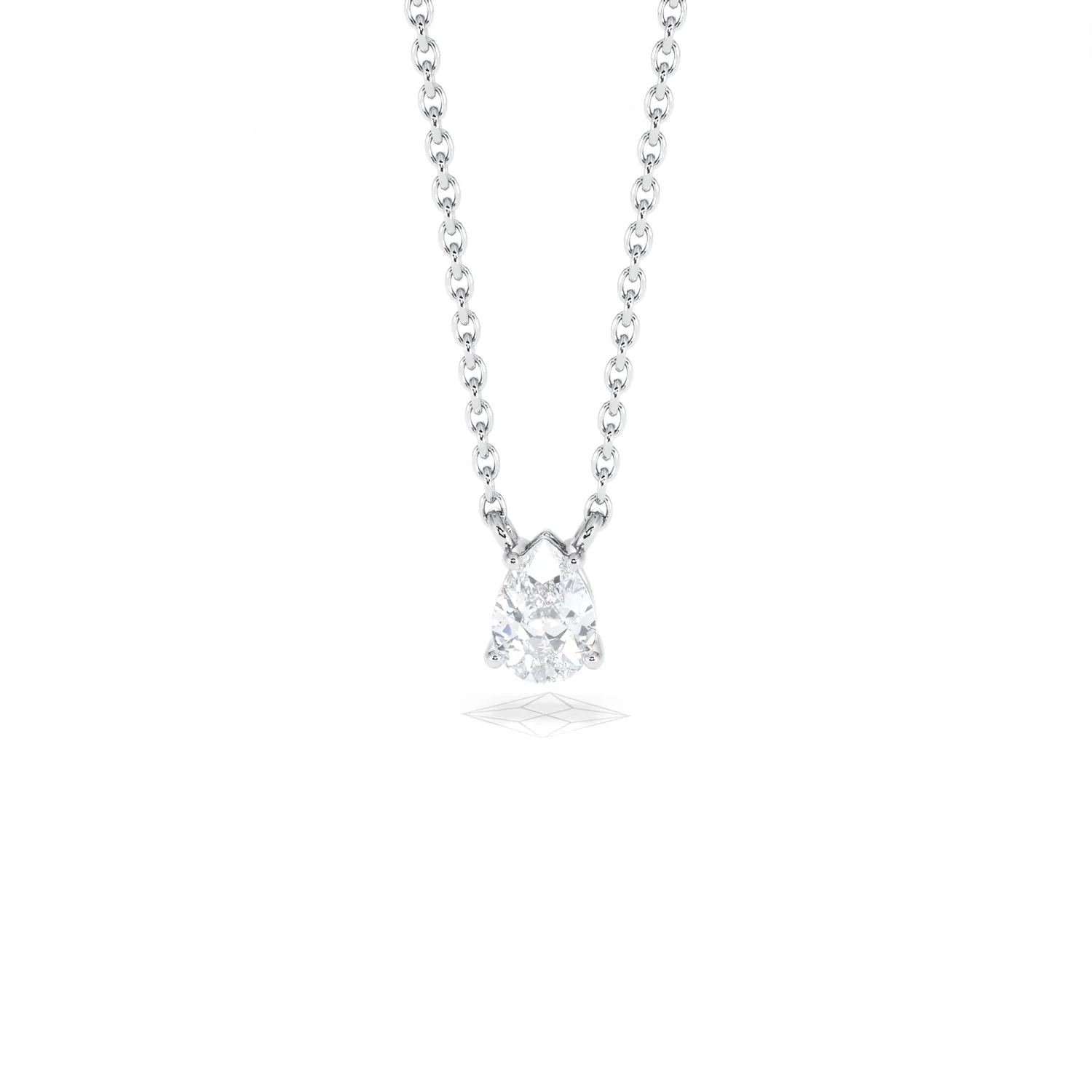 Wanderlust Floating Pear Cut Lab Diamond Solitaire Necklace 0.33ct H/SI in 925 Silver - Image 88