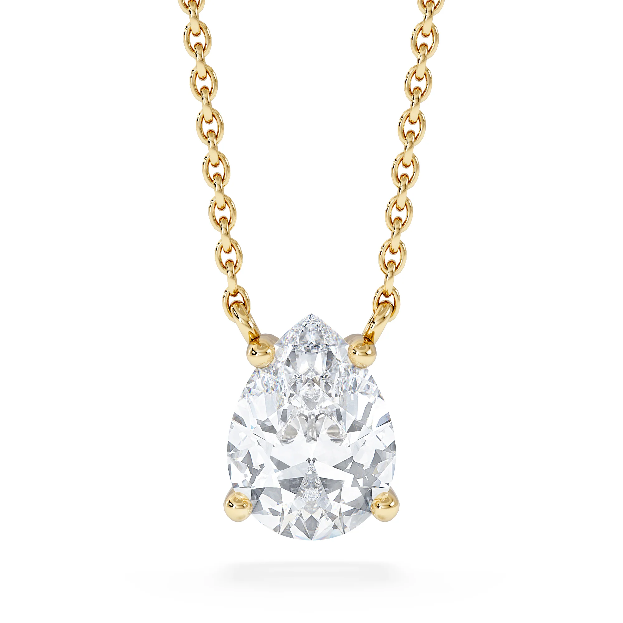 Wanderlust Floating Pear Cut Lab Diamond Solitaire Necklace 1.00ct H/SI in 9K Gold