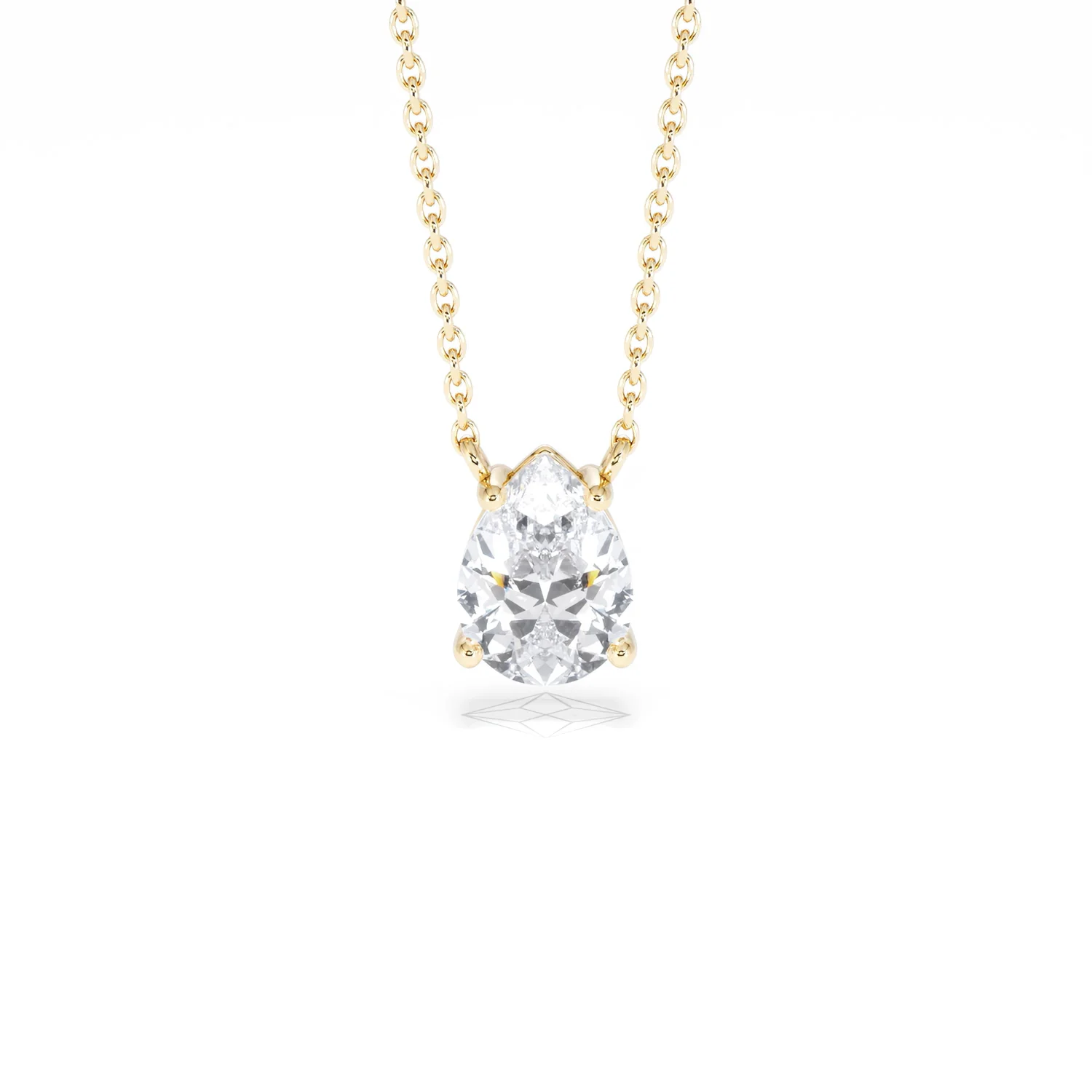 Wanderlust Floating Pear Cut Lab Diamond Solitaire Necklace 1.00ct H/SI in 9K Gold - Image 10