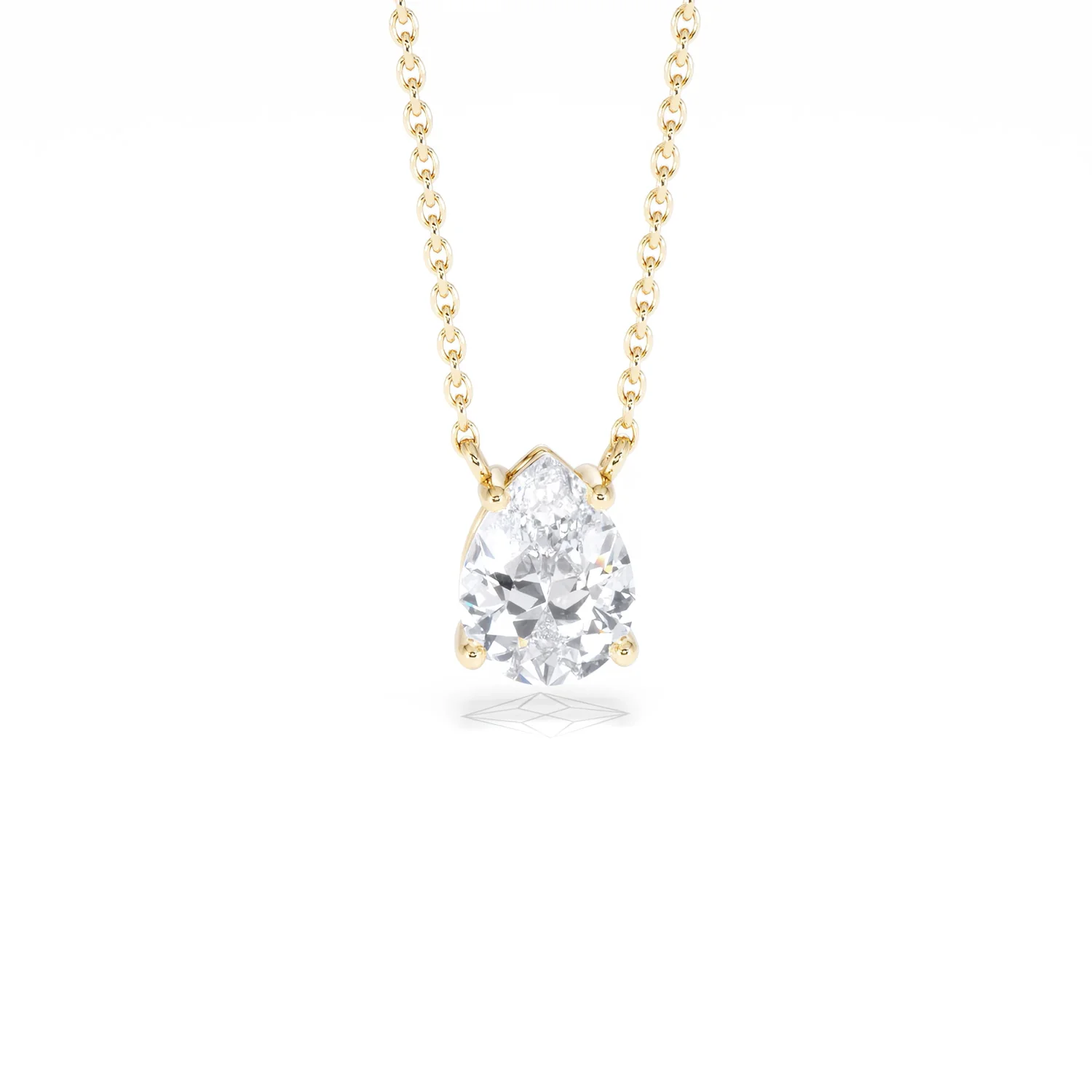 Wanderlust Floating Pear Cut Lab Diamond Solitaire Necklace 1.00ct H/SI in 9K Gold - Image 11
