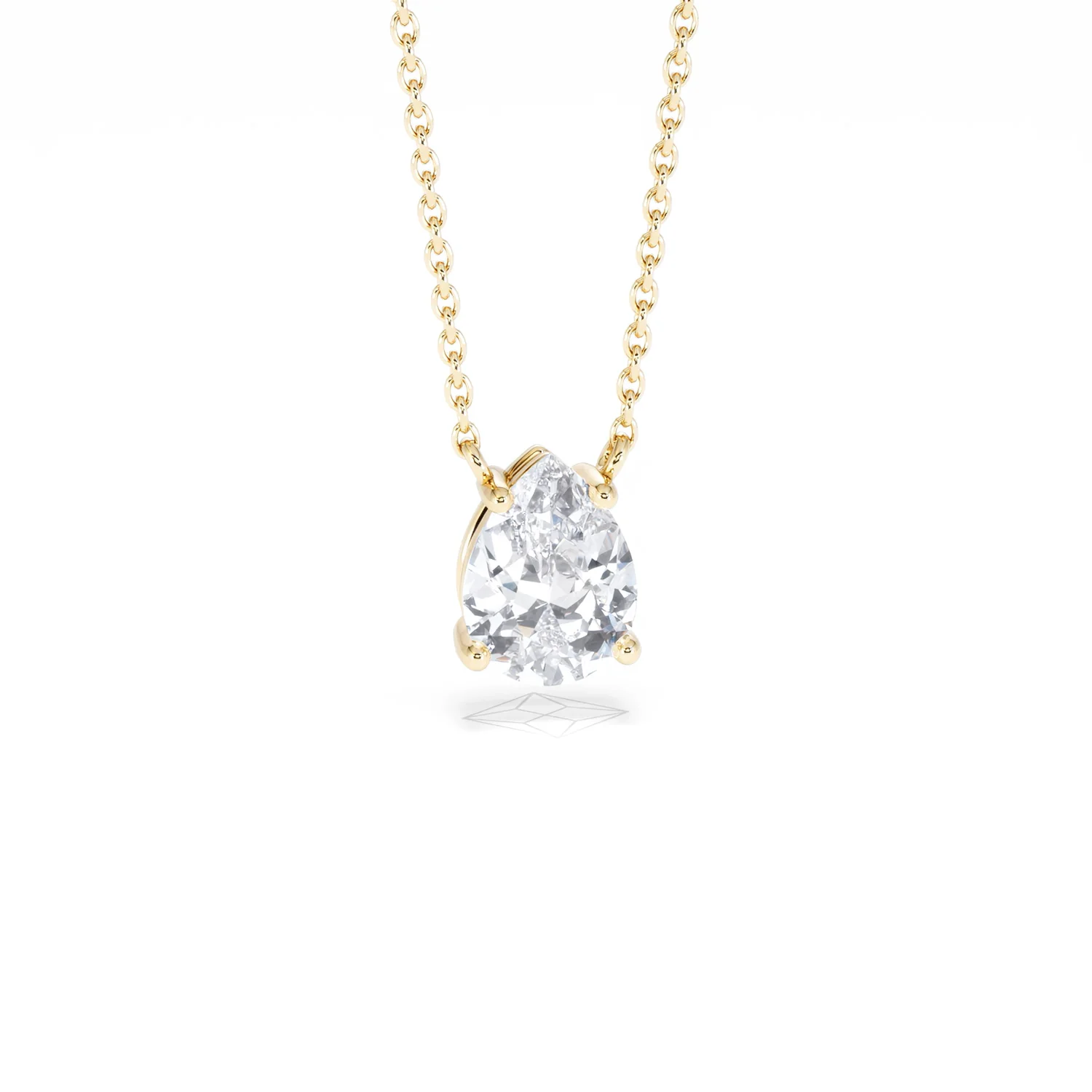 Wanderlust Floating Pear Cut Lab Diamond Solitaire Necklace 1.00ct H/SI in 9K Gold - Image 12