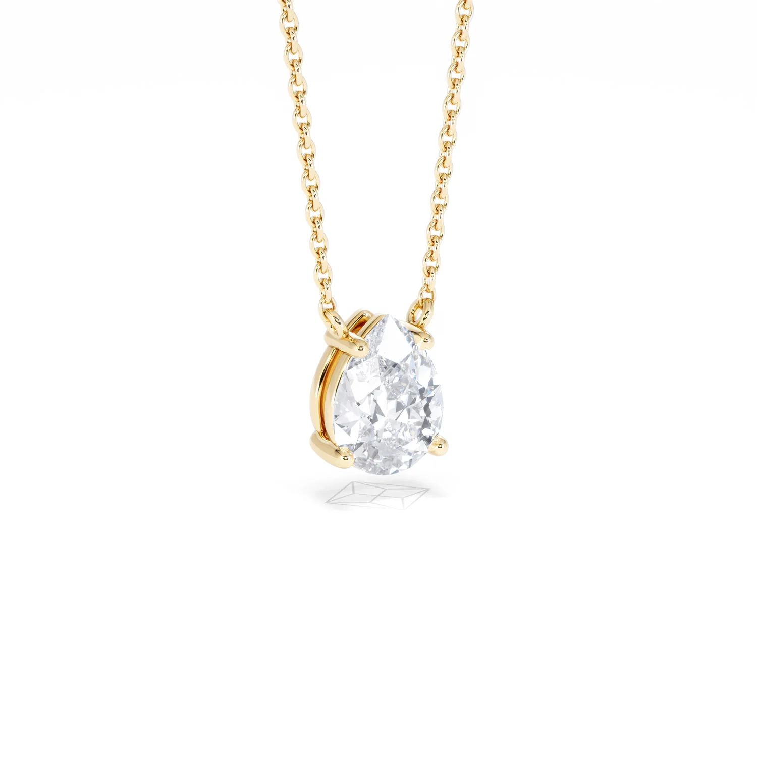 Wanderlust Floating Pear Cut Lab Diamond Solitaire Necklace 1.00ct H/SI in 9K Gold - Image 16