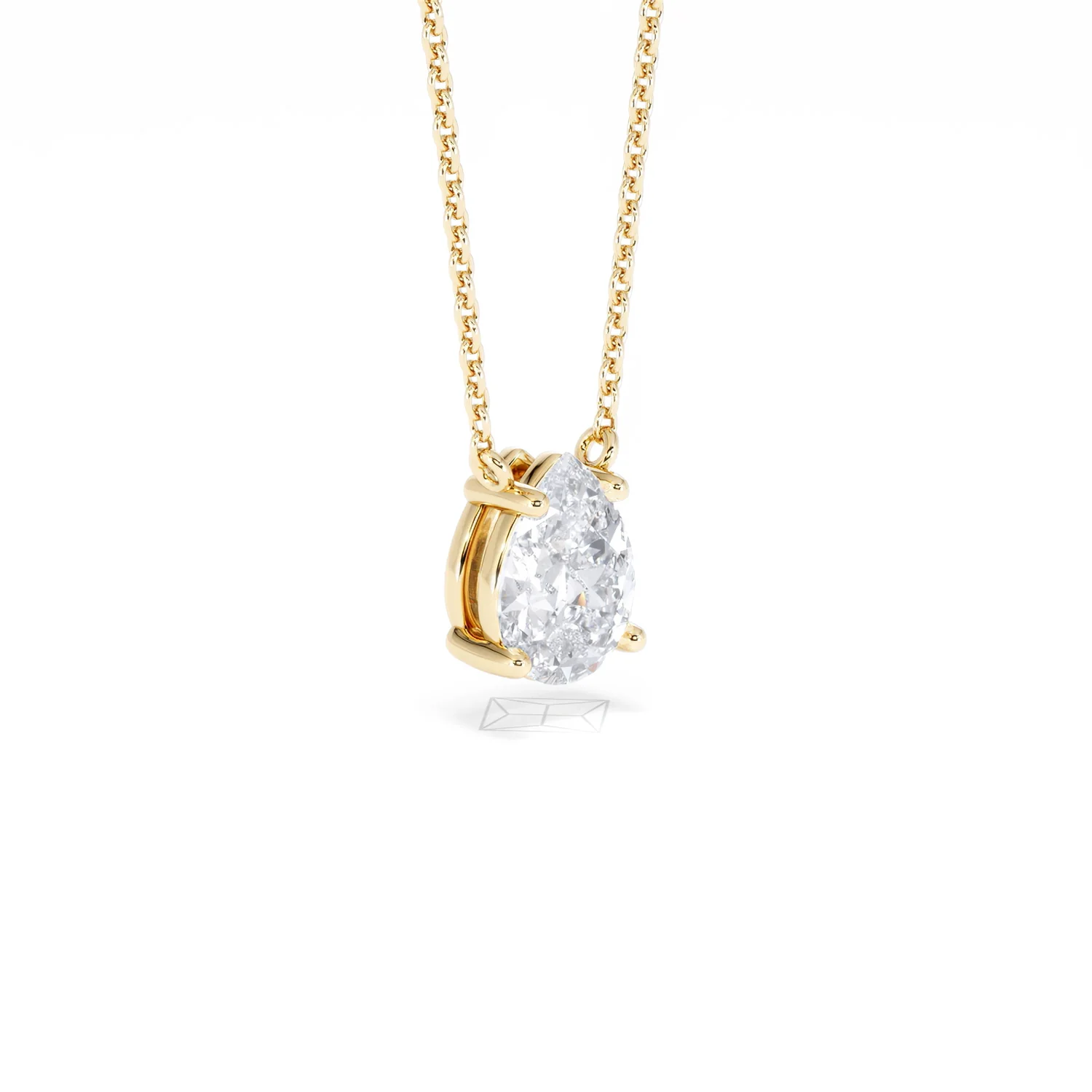 Wanderlust Floating Pear Cut Lab Diamond Solitaire Necklace 1.00ct H/SI in 9K Gold - Image 19