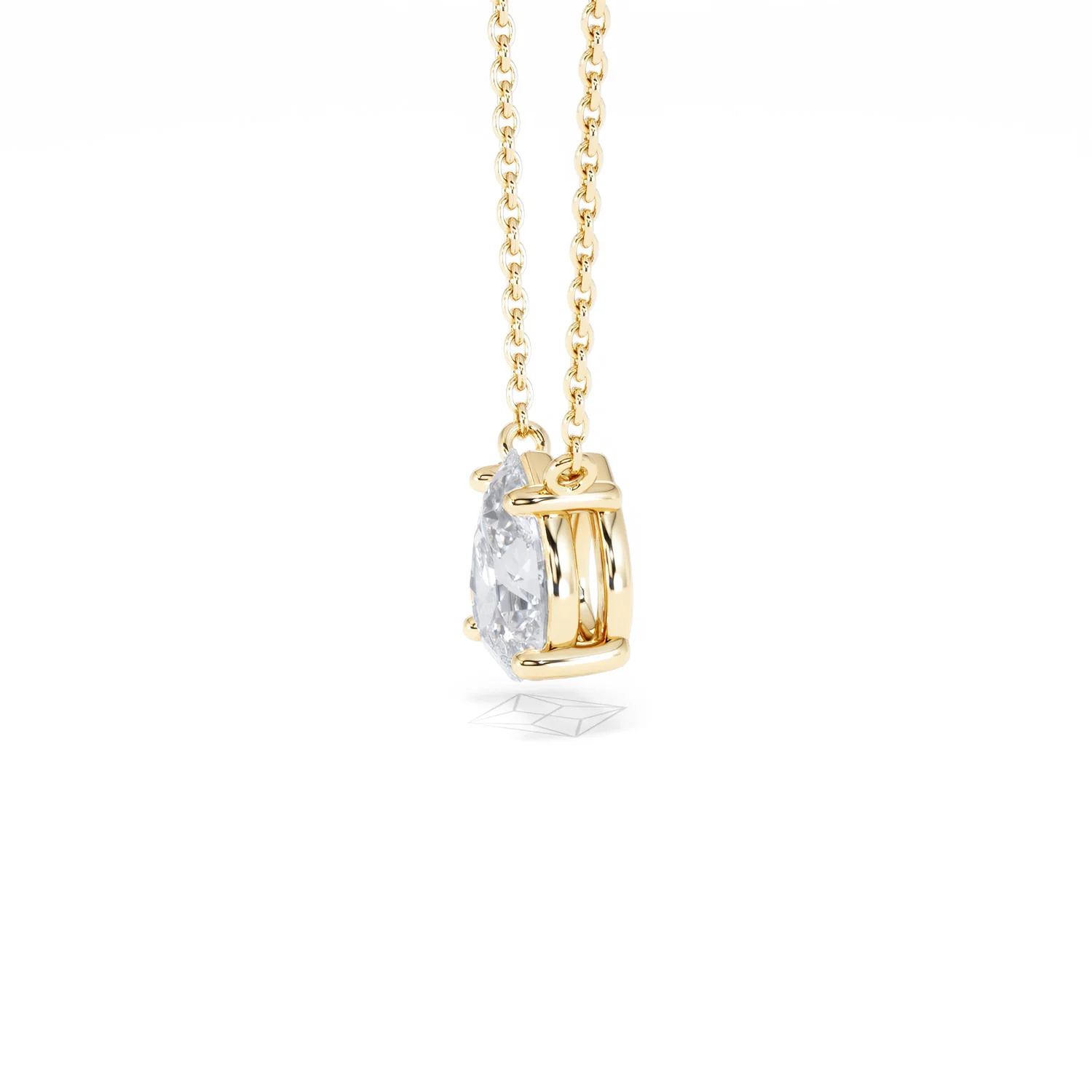Wanderlust Floating Pear Cut Lab Diamond Solitaire Necklace 1.00ct H/SI in 9K Gold - Image 74