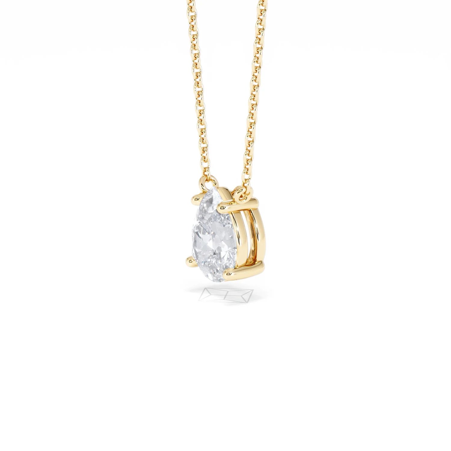Wanderlust Floating Pear Cut Lab Diamond Solitaire Necklace 1.00ct H/SI in 9K Gold - Image 78