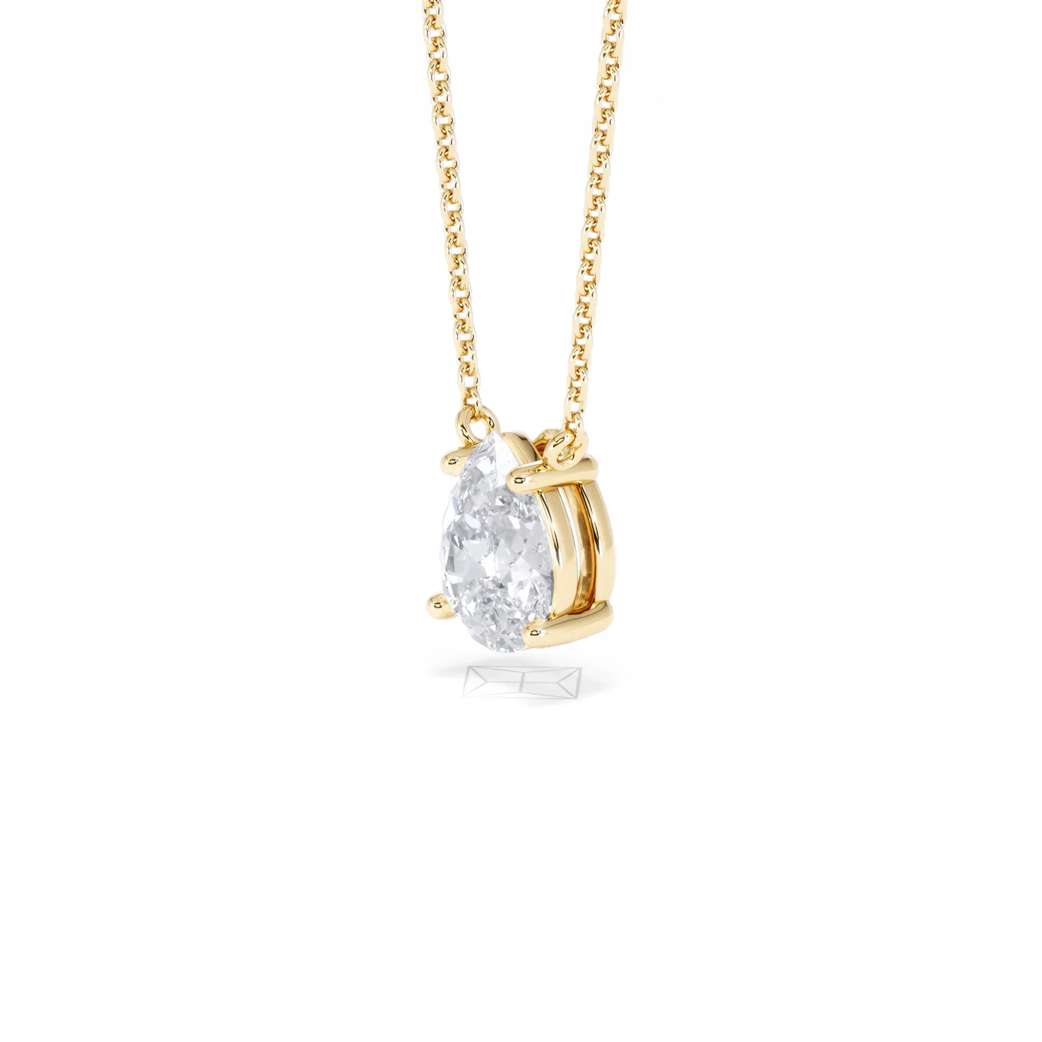 Wanderlust Floating Pear Cut Lab Diamond Solitaire Necklace 1.00ct H/SI in 9K Gold - Image 79
