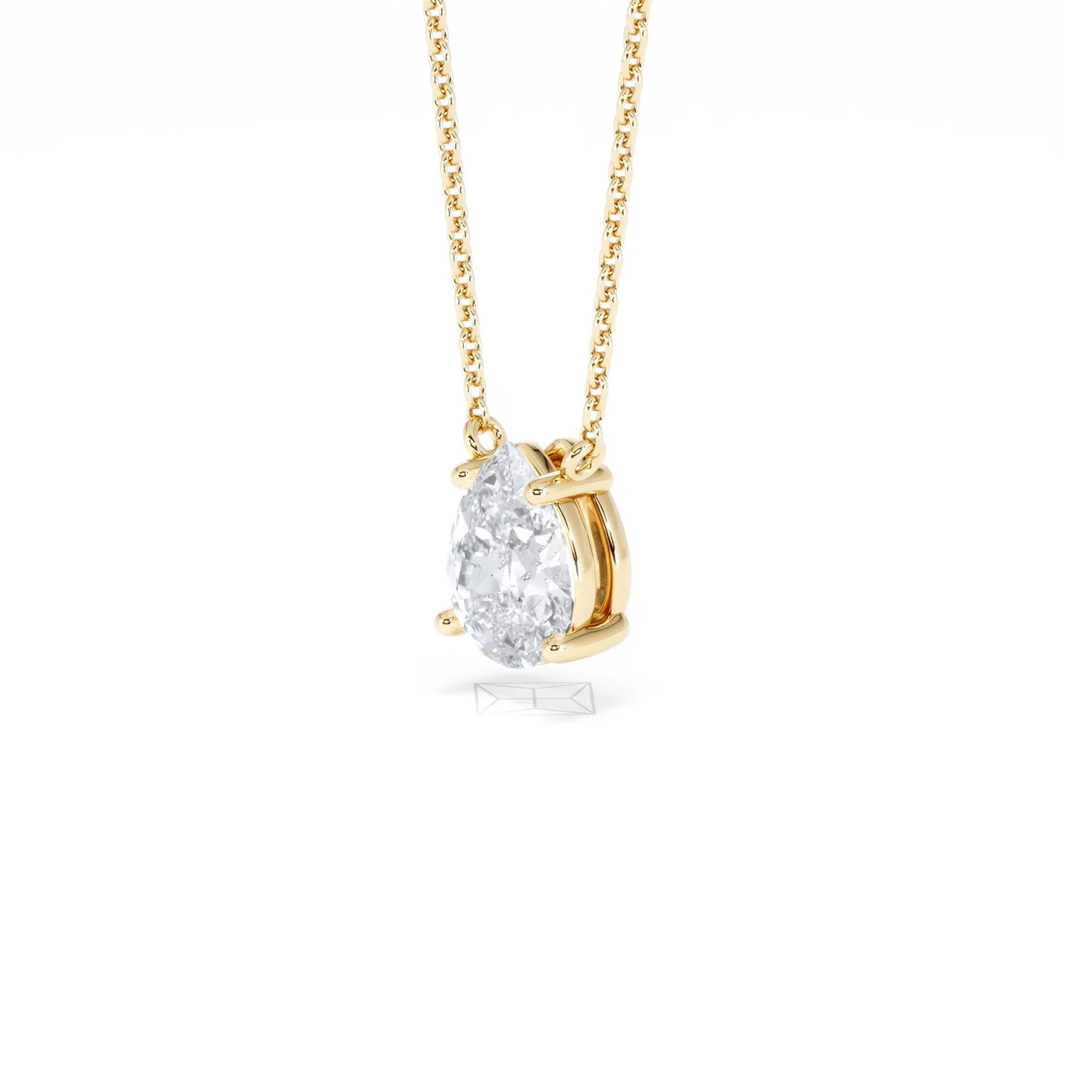 Wanderlust Floating Pear Cut Lab Diamond Solitaire Necklace 1.00ct H/SI in 9K Gold - Image 80