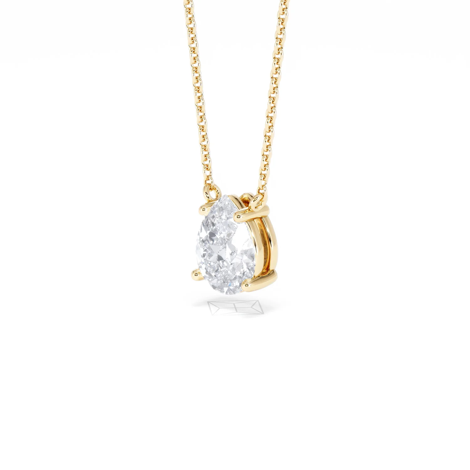 Wanderlust Floating Pear Cut Lab Diamond Solitaire Necklace 1.00ct H/SI in 9K Gold - Image 81