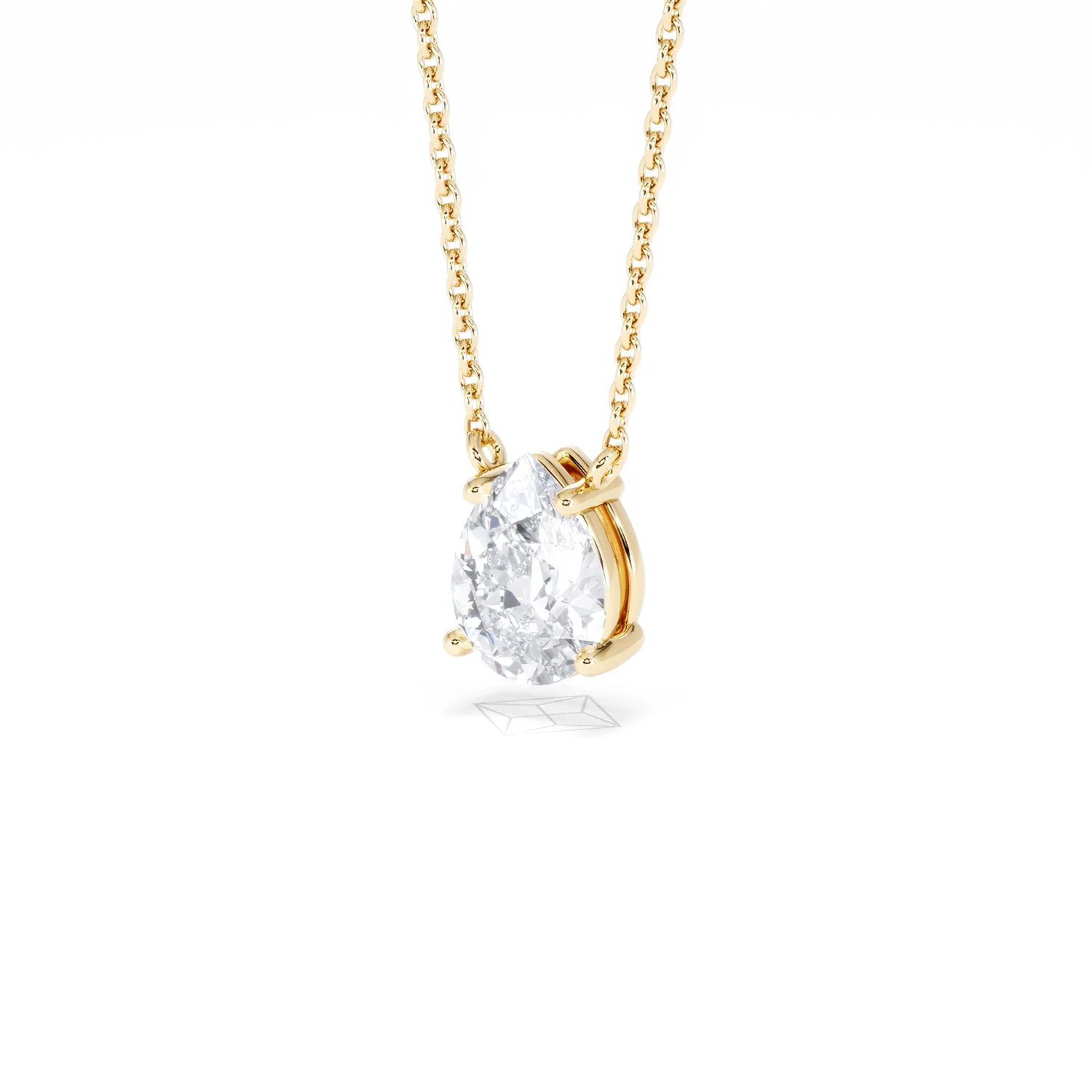 Wanderlust Floating Pear Cut Lab Diamond Solitaire Necklace 1.00ct H/SI in 9K Gold - Image 83