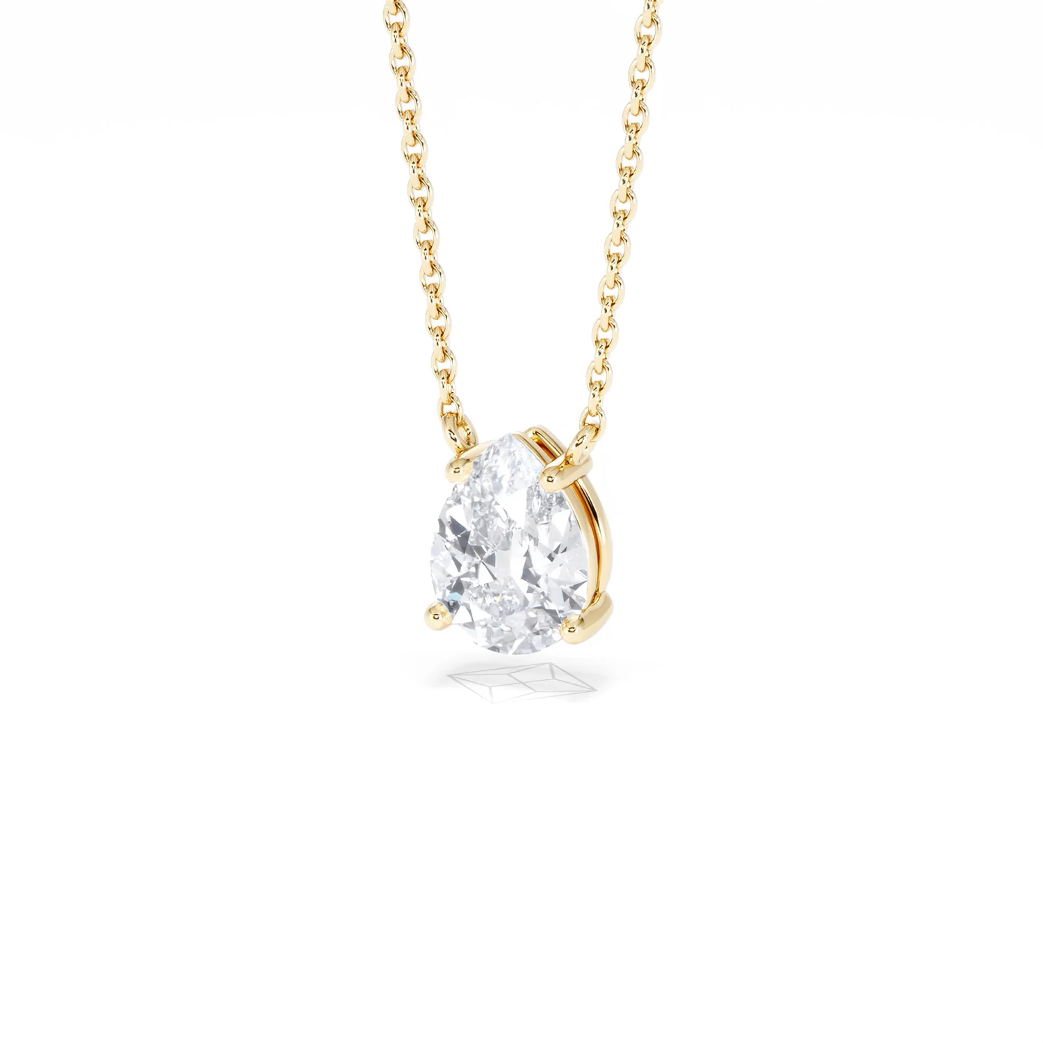 Wanderlust Floating Pear Cut Lab Diamond Solitaire Necklace 1.00ct H/SI in 9K Gold - Image 85
