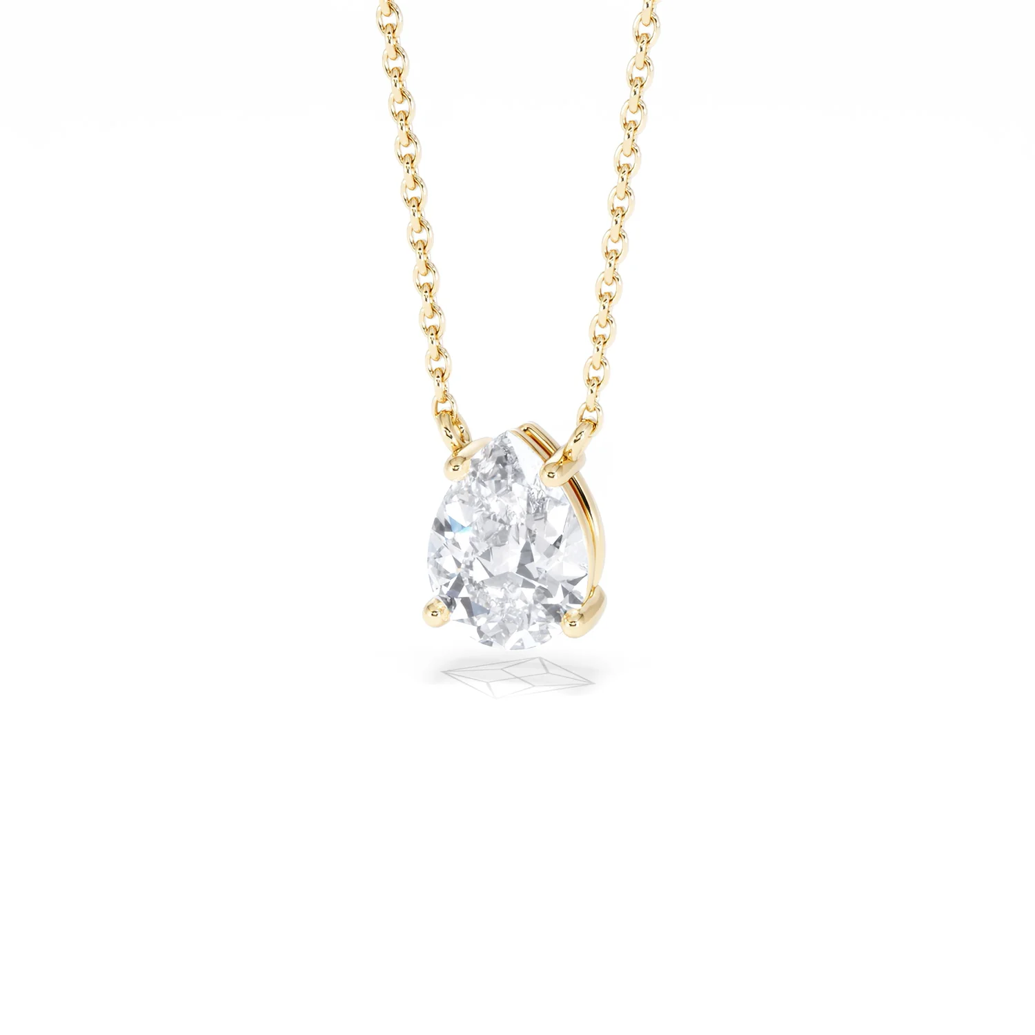 Wanderlust Floating Pear Cut Lab Diamond Solitaire Necklace 1.00ct H/SI in 9K Gold - Image 86
