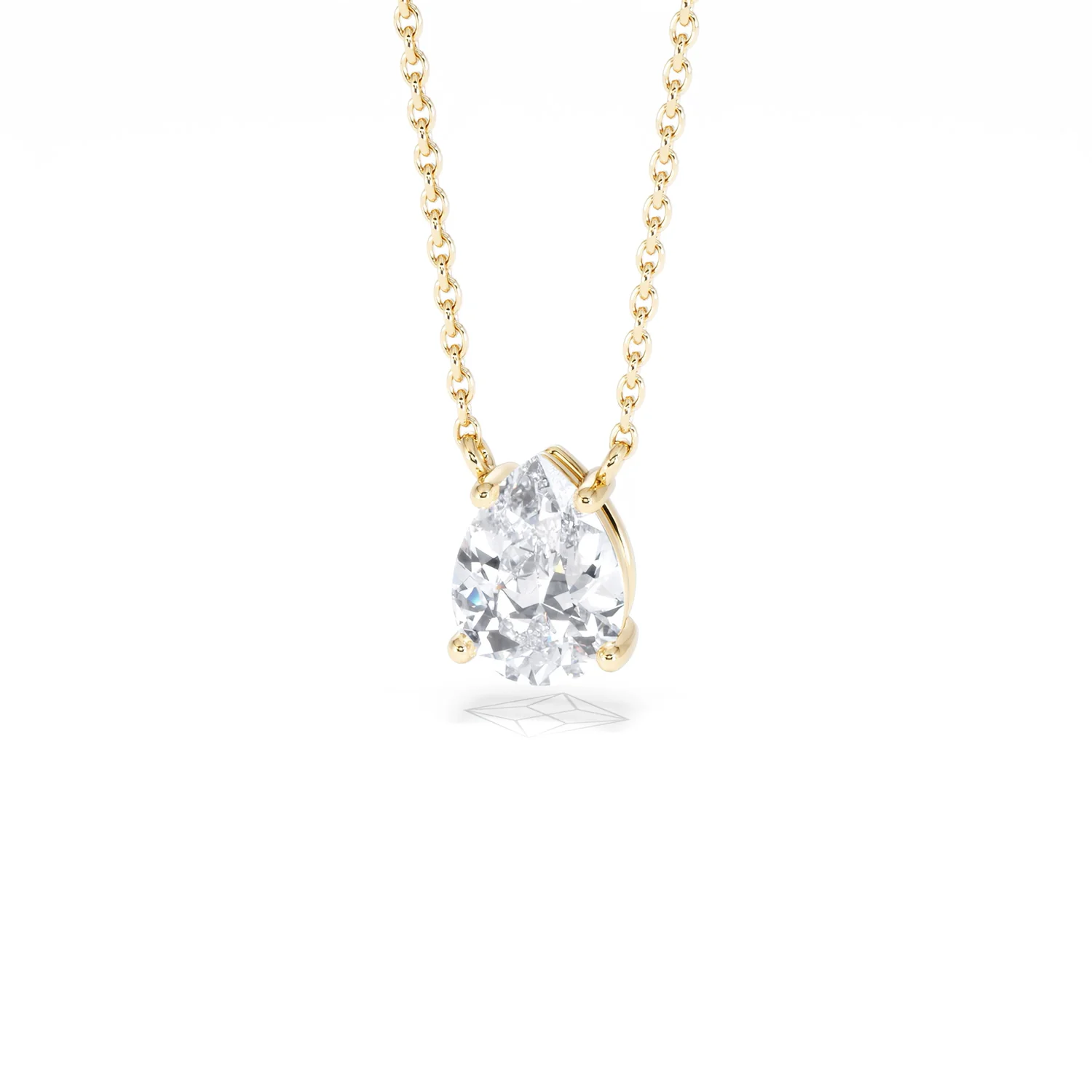 Wanderlust Floating Pear Cut Lab Diamond Solitaire Necklace 1.00ct H/SI in 9K Gold - Image 87