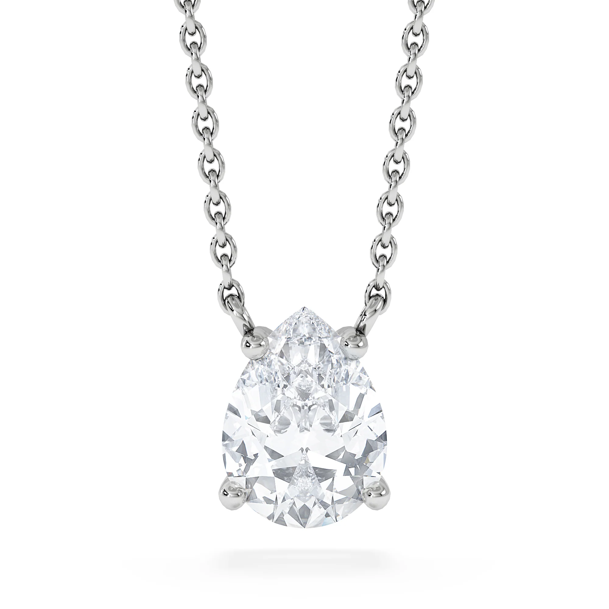 Wanderlust Floating Pear Cut Lab Diamond Solitaire Necklace 1.00ct H/Si in 9K White Gold
