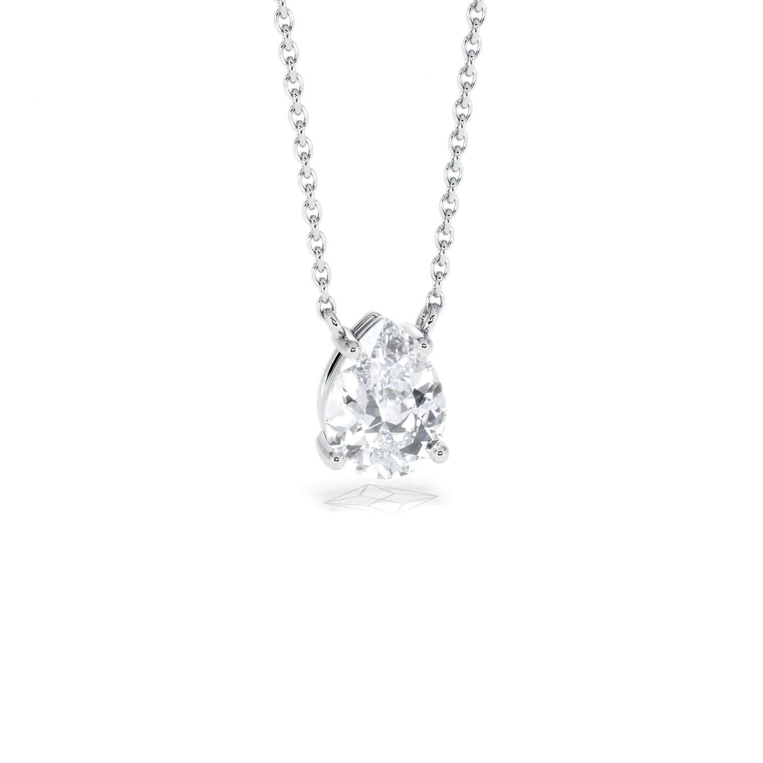 Wanderlust Floating Pear Cut Lab Diamond Solitaire Necklace 1.00ct H/Si in 9K White Gold - Image 13