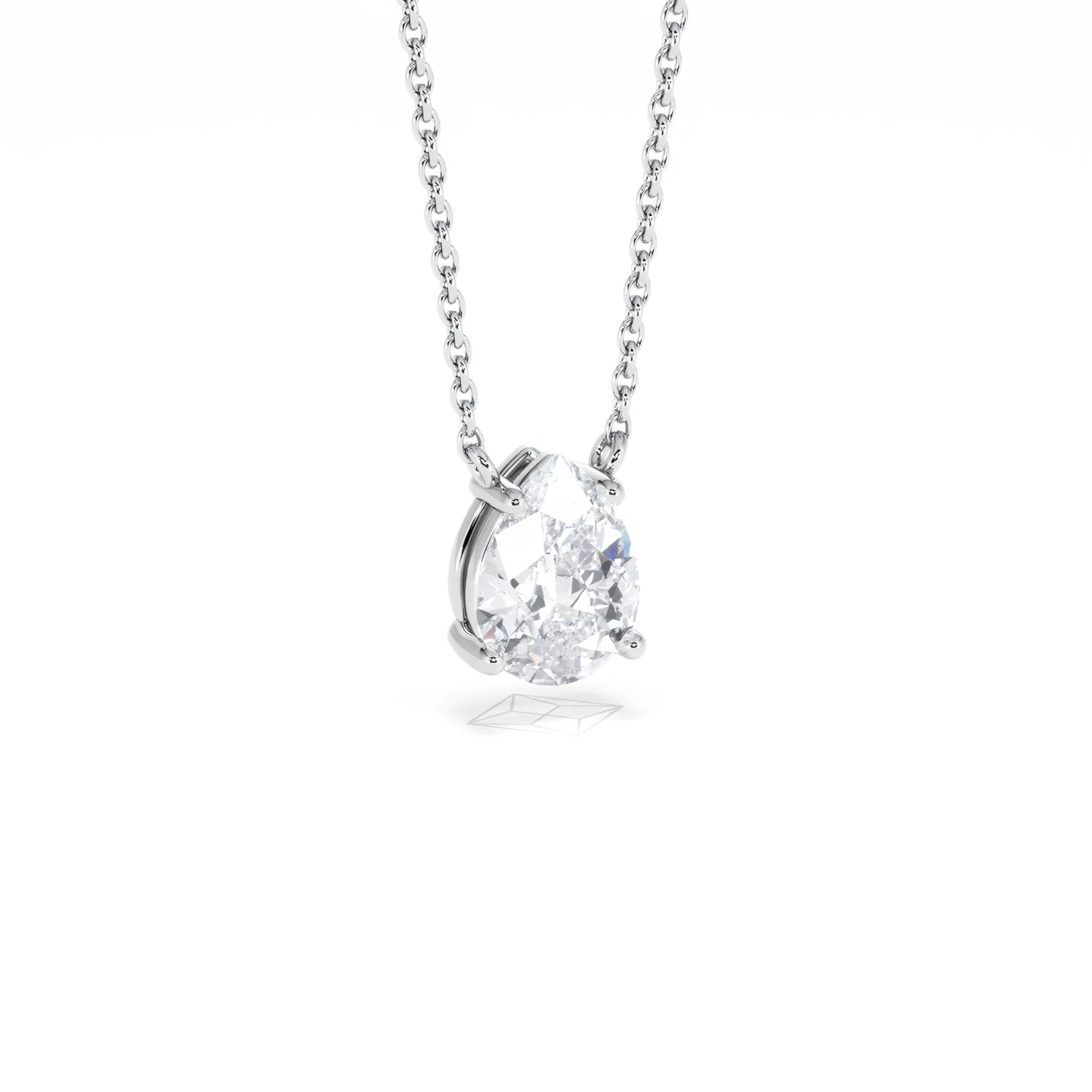 Wanderlust Floating Pear Cut Lab Diamond Solitaire Necklace 1.00ct H/Si in 9K White Gold - Image 15