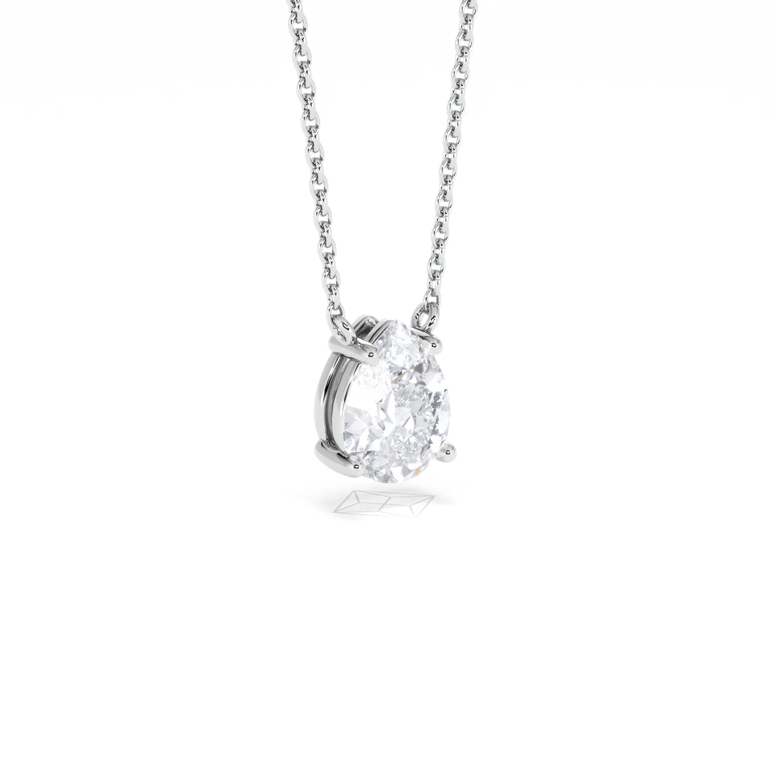 Wanderlust Floating Pear Cut Lab Diamond Solitaire Necklace 1.00ct H/Si in 9K White Gold - Image 17
