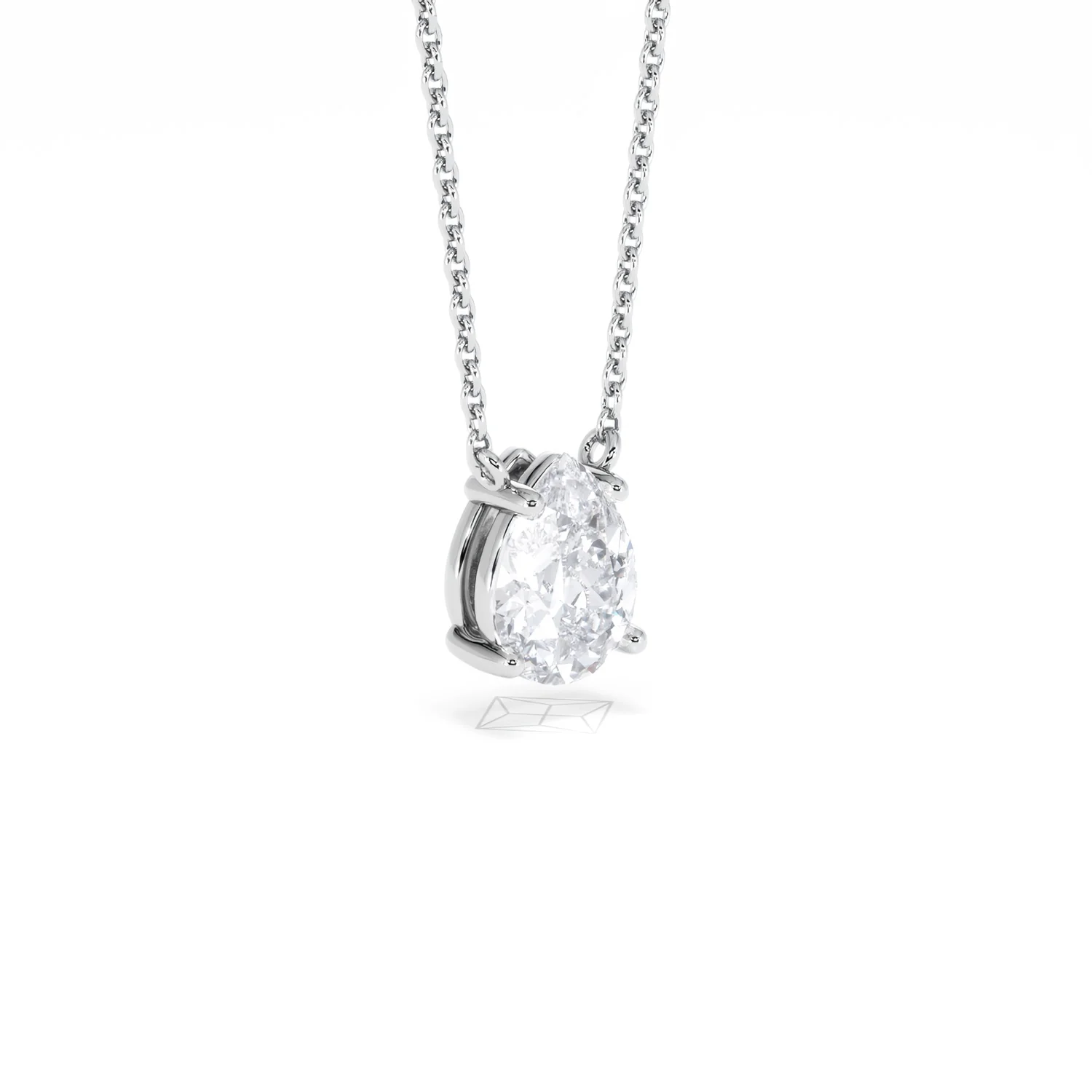 Wanderlust Floating Pear Cut Lab Diamond Solitaire Necklace 1.00ct H/Si in 9K White Gold - Image 18