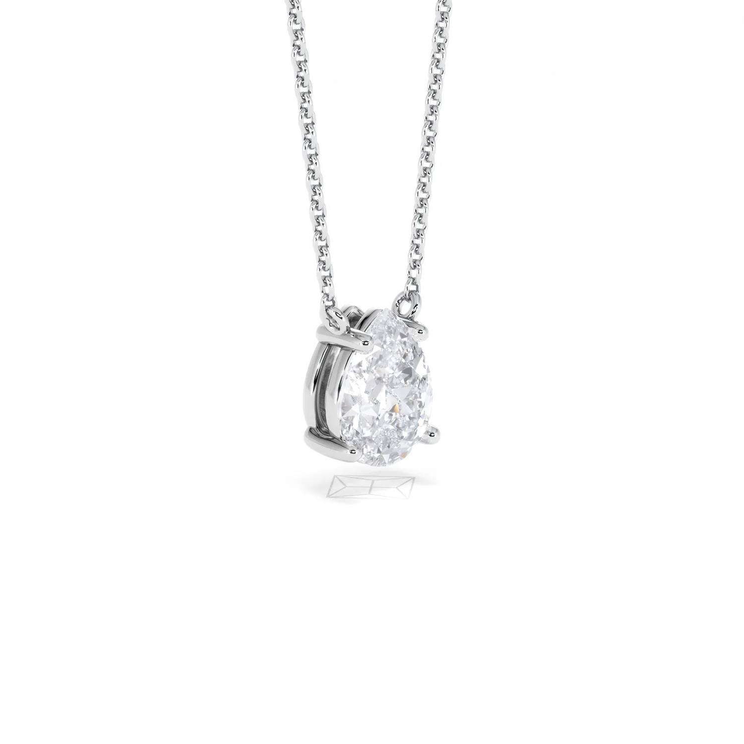 Wanderlust Floating Pear Cut Lab Diamond Solitaire Necklace 1.00ct H/Si in 9K White Gold - Image 19