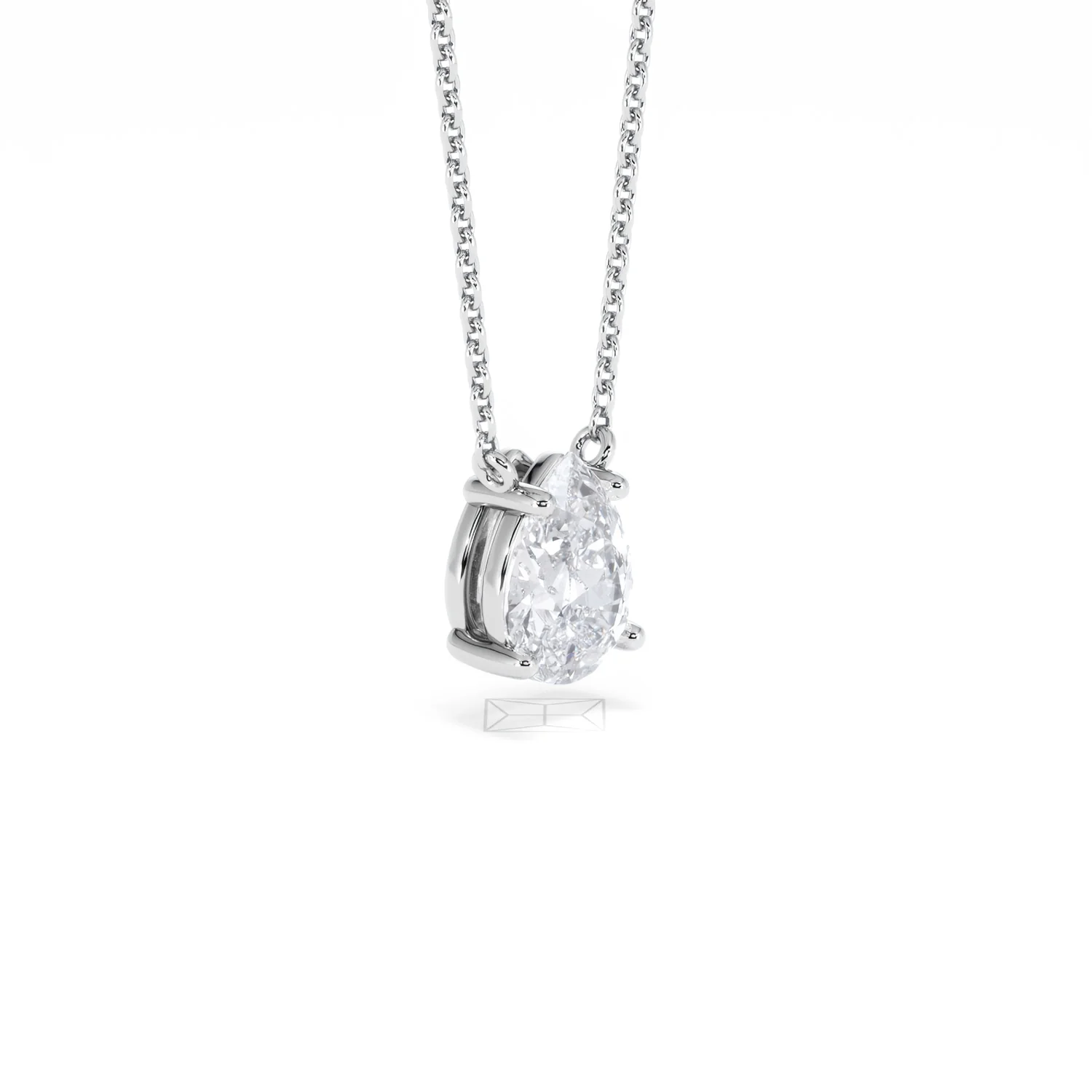 Wanderlust Floating Pear Cut Lab Diamond Solitaire Necklace 1.00ct H/Si in 9K White Gold - Image 20