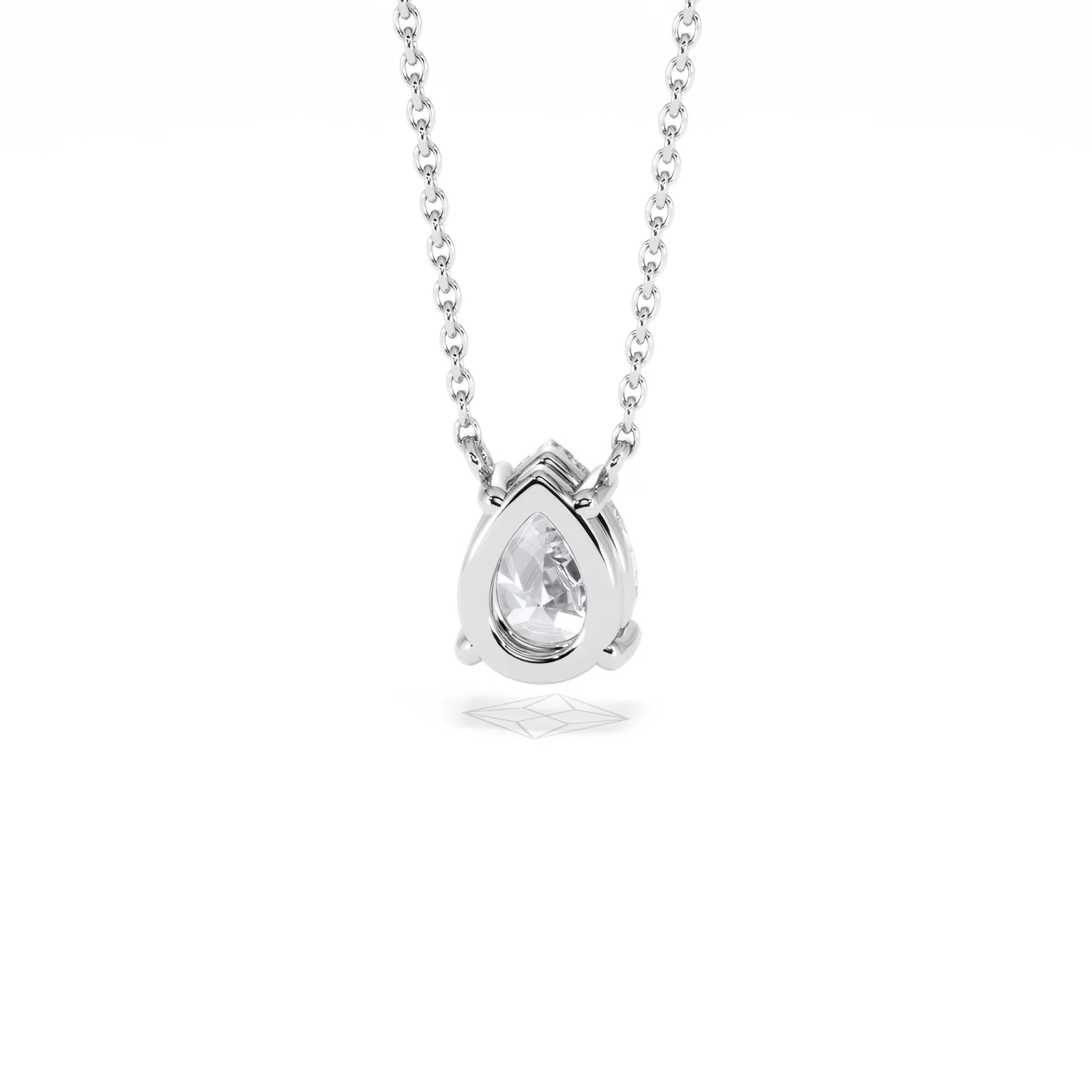 Wanderlust Floating Pear Cut Lab Diamond Solitaire Necklace 1.00ct H/Si in 9K White Gold - Image 48
