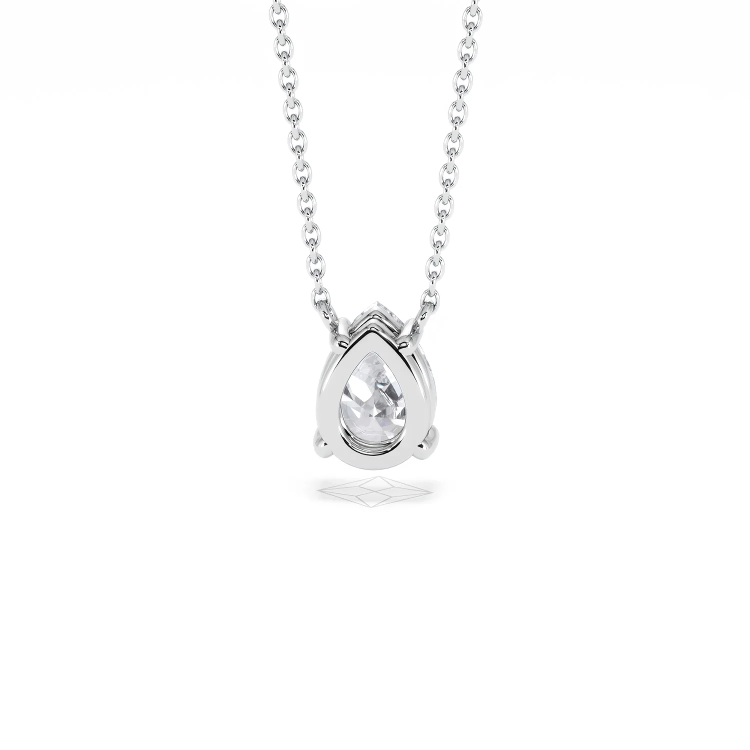 Wanderlust Floating Pear Cut Lab Diamond Solitaire Necklace 1.00ct H/Si in 9K White Gold - Image 49