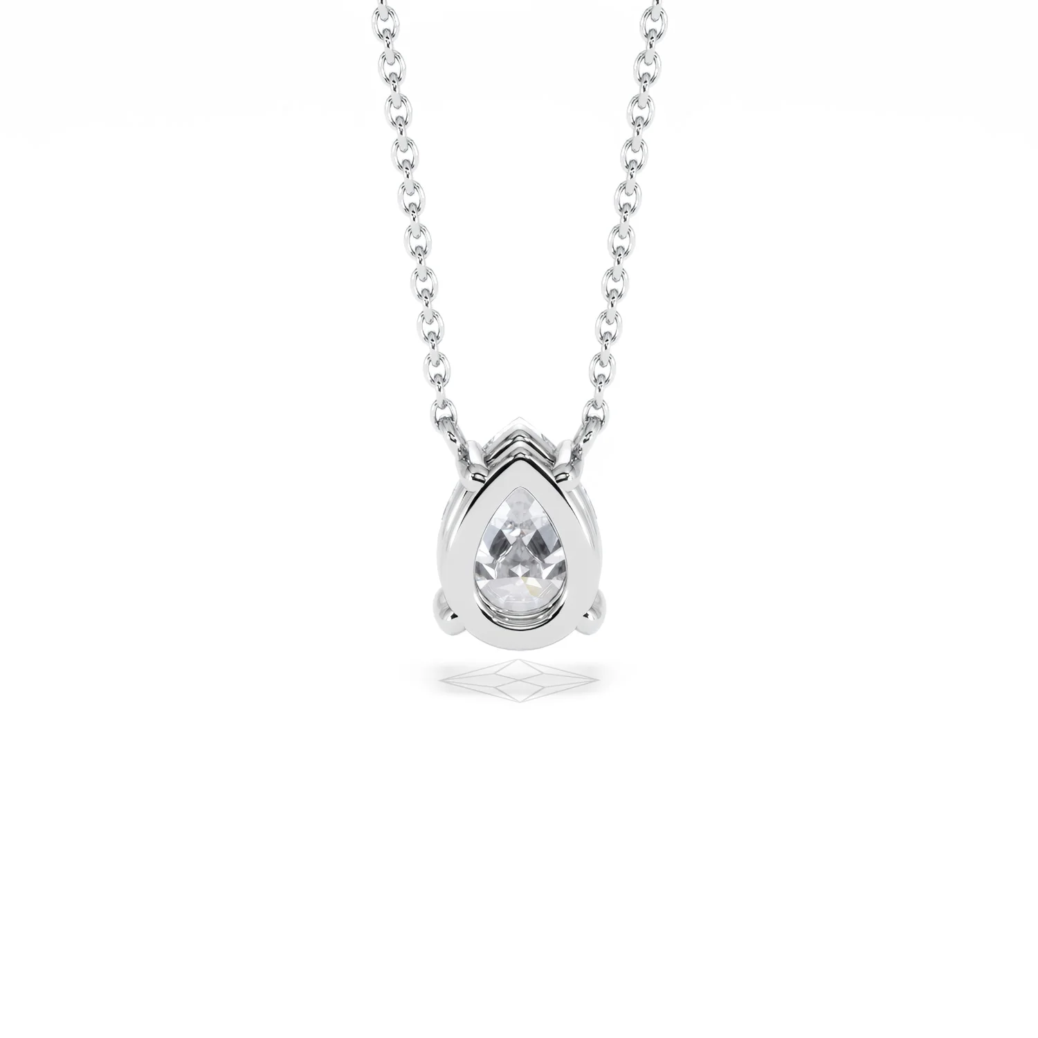 Wanderlust Floating Pear Cut Lab Diamond Solitaire Necklace 1.00ct H/Si in 9K White Gold - Image 50