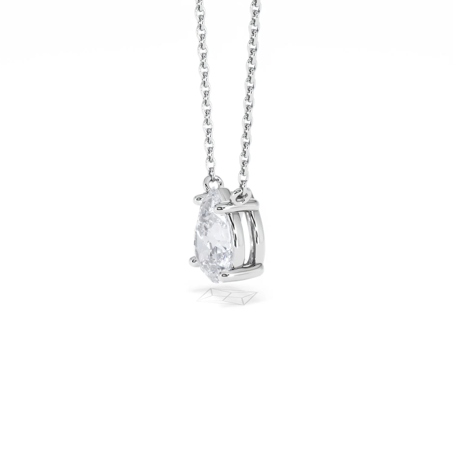 Wanderlust Floating Pear Cut Lab Diamond Solitaire Necklace 1.00ct H/Si in 9K White Gold - Image 76