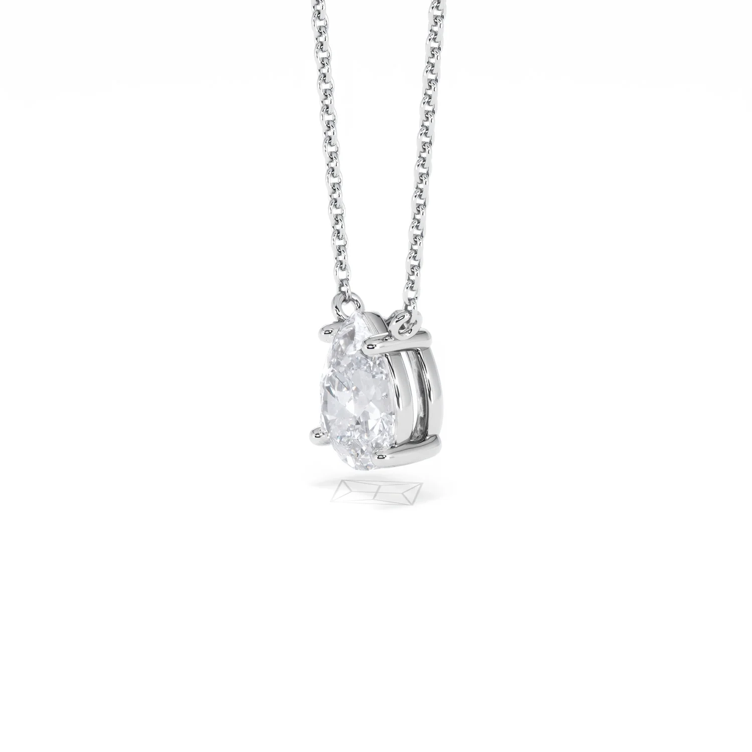 Wanderlust Floating Pear Cut Lab Diamond Solitaire Necklace 1.00ct H/Si in 9K White Gold - Image 78