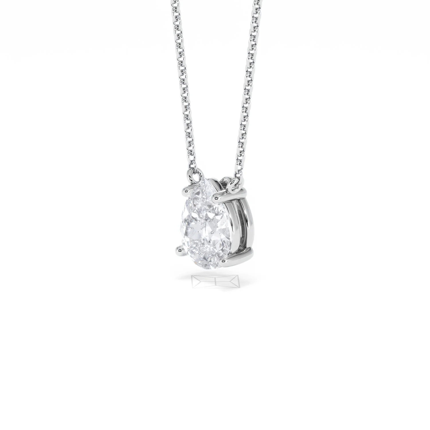 Wanderlust Floating Pear Cut Lab Diamond Solitaire Necklace 1.00ct H/Si in 9K White Gold - Image 80