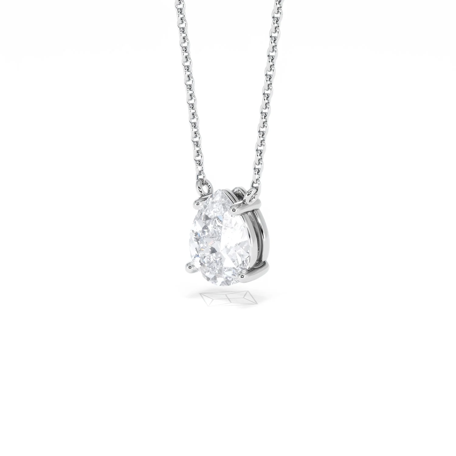 Wanderlust Floating Pear Cut Lab Diamond Solitaire Necklace 1.00ct H/Si in 9K White Gold - Image 82
