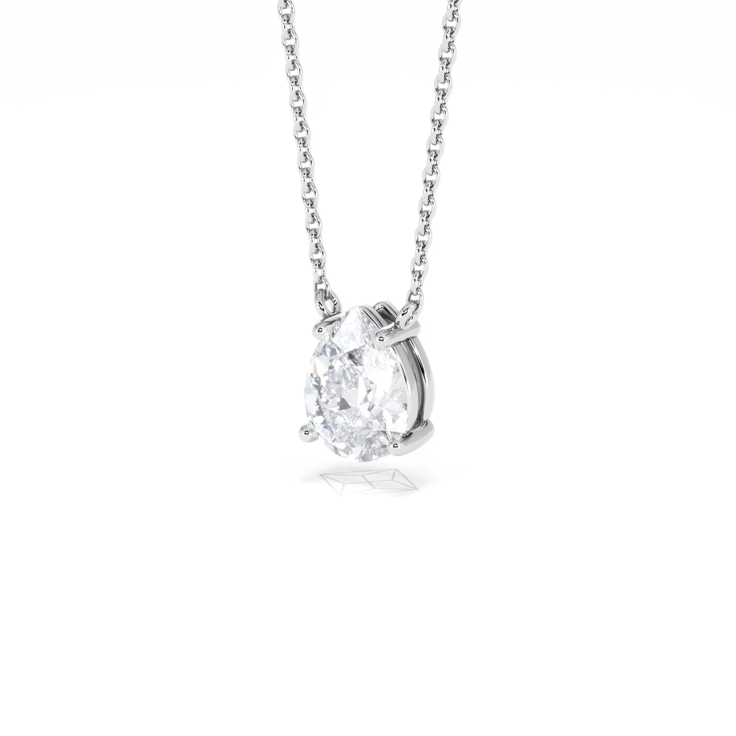 Wanderlust Floating Pear Cut Lab Diamond Solitaire Necklace 1.00ct H/Si in 9K White Gold - Image 83