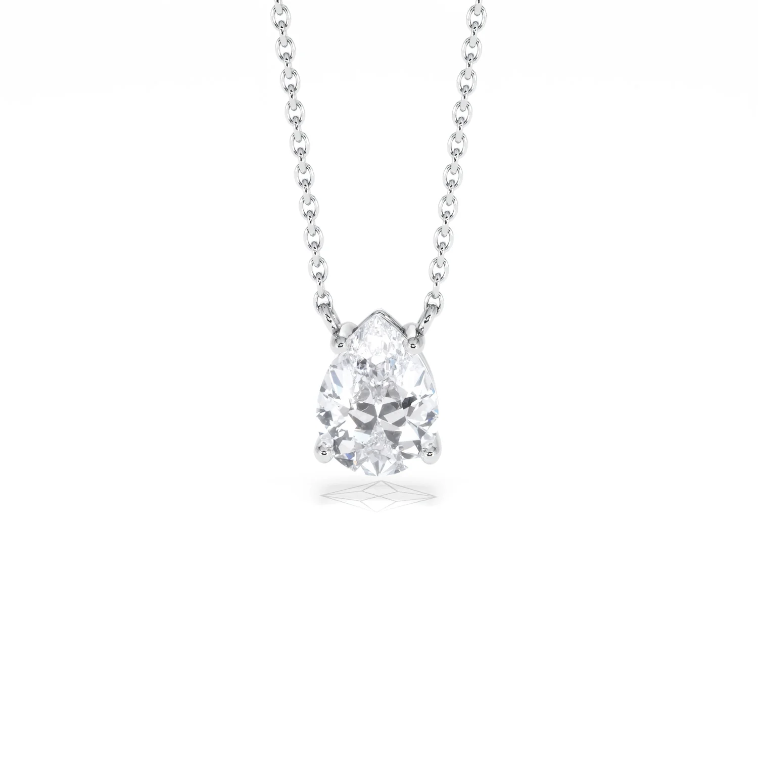 Wanderlust Floating Pear Cut Lab Diamond Solitaire Necklace 1.00ct H/Si in 9K White Gold - Image 89