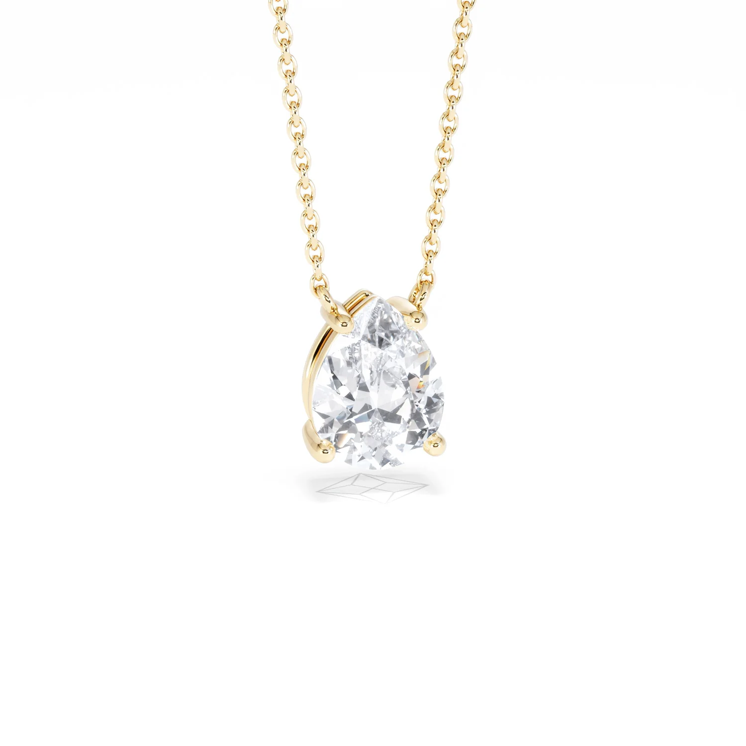 Wanderlust Floating Pear Cut Lab Diamond Solitaire Necklace 1.50ct H/SI in 9K Gold - Image 13