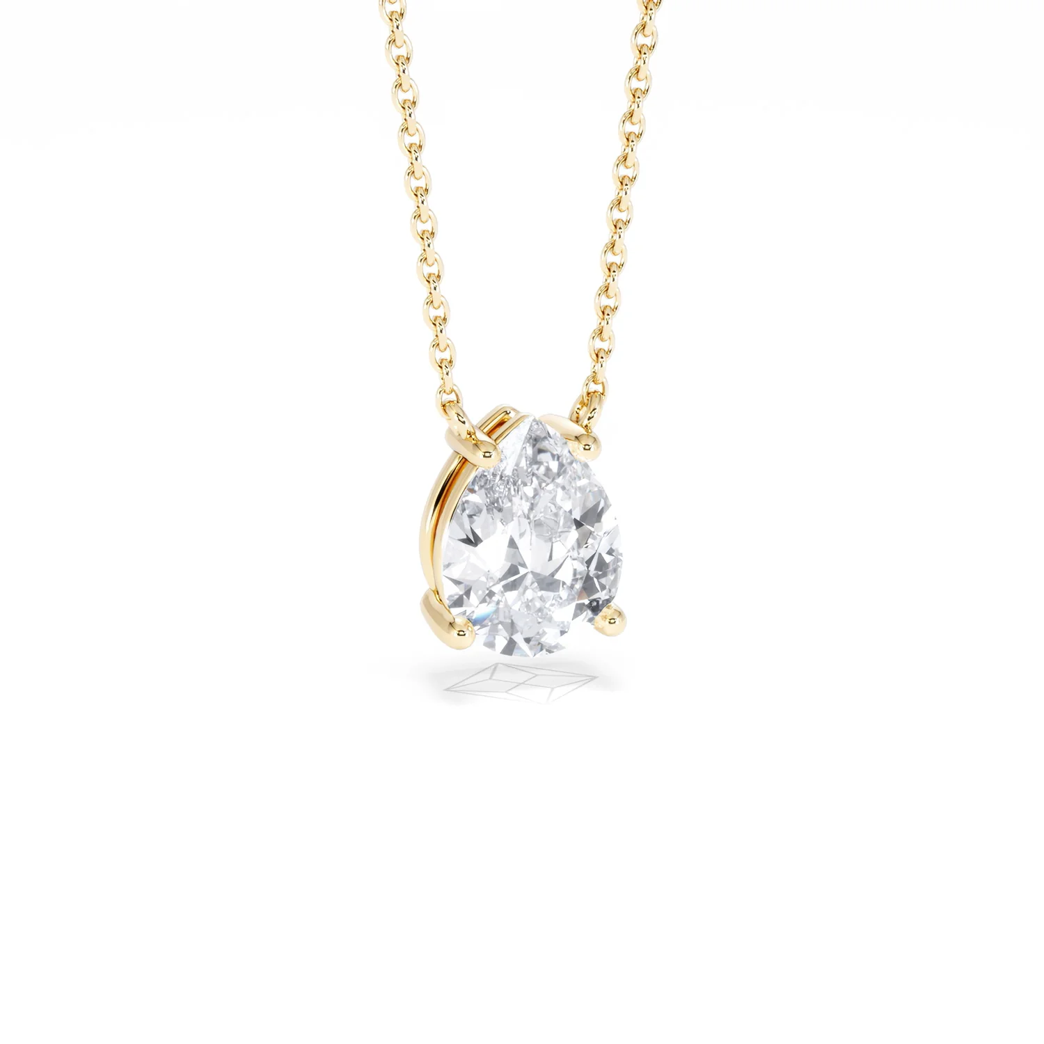 Wanderlust Floating Pear Cut Lab Diamond Solitaire Necklace 1.50ct H/SI in 9K Gold - Image 14