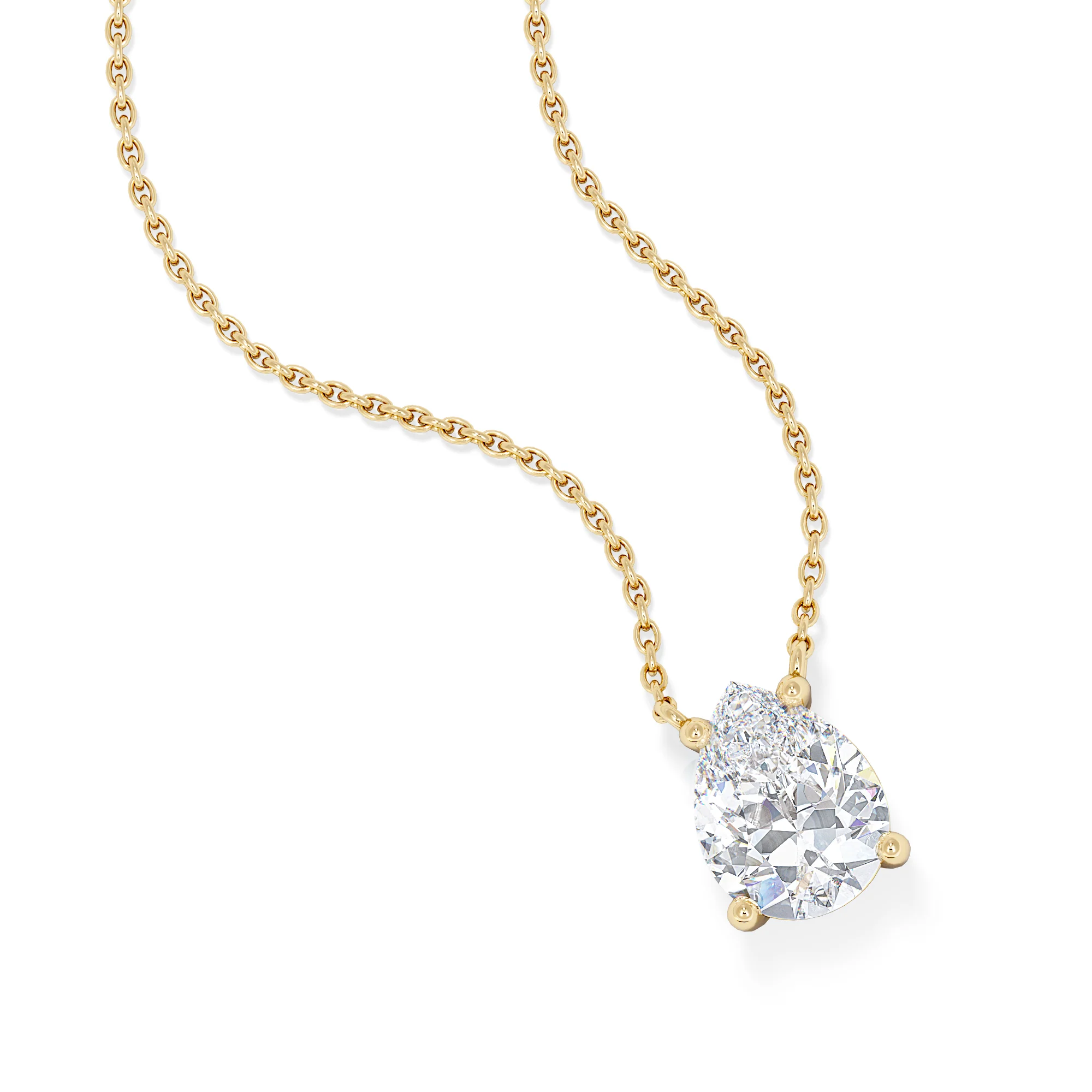 Wanderlust Floating Pear Cut Lab Diamond Solitaire Necklace 1.50ct H/SI in 9K Gold - Image 3
