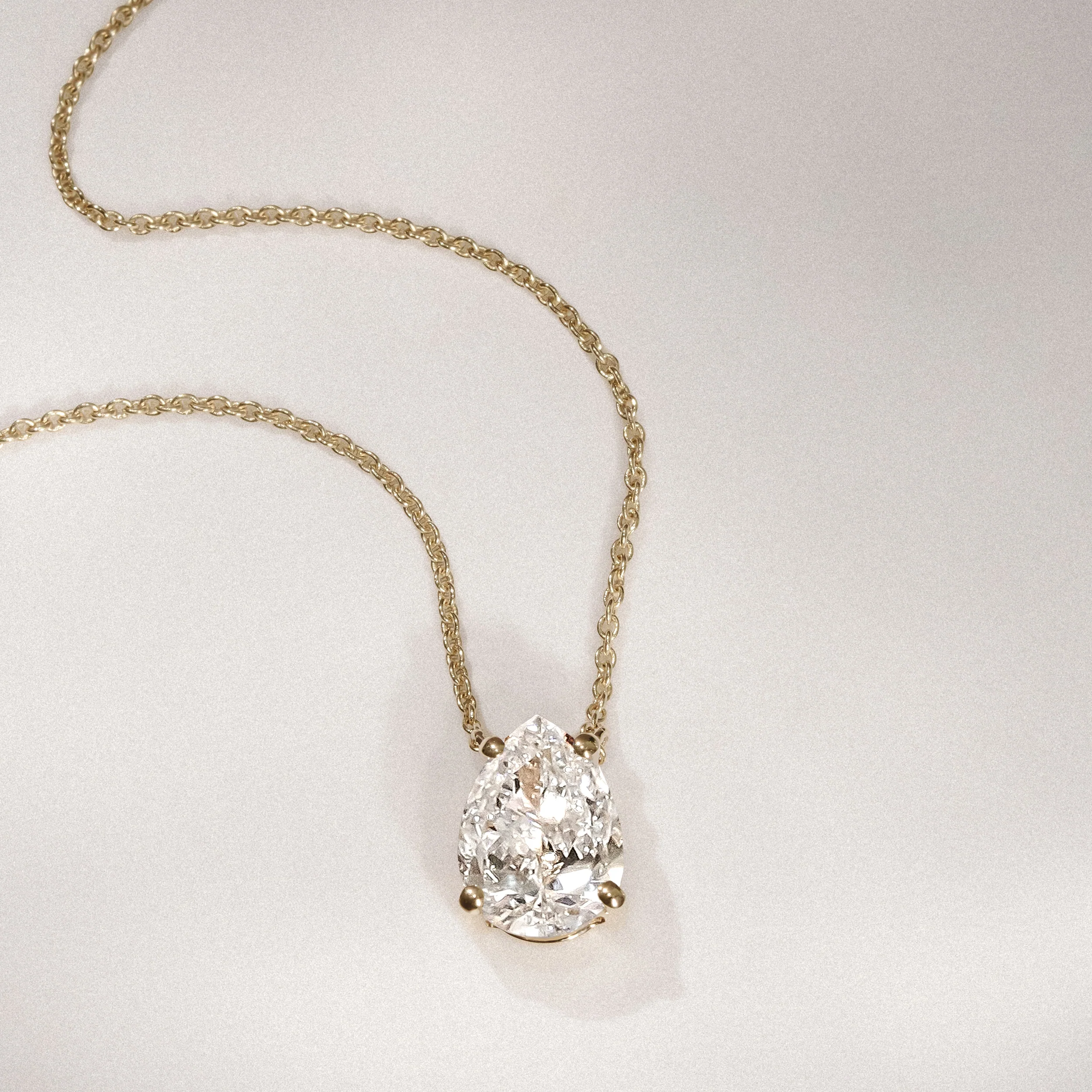 Wanderlust Floating Pear Cut Lab Diamond Solitaire Necklace 1.50ct H/SI in 9K Gold - Image 7