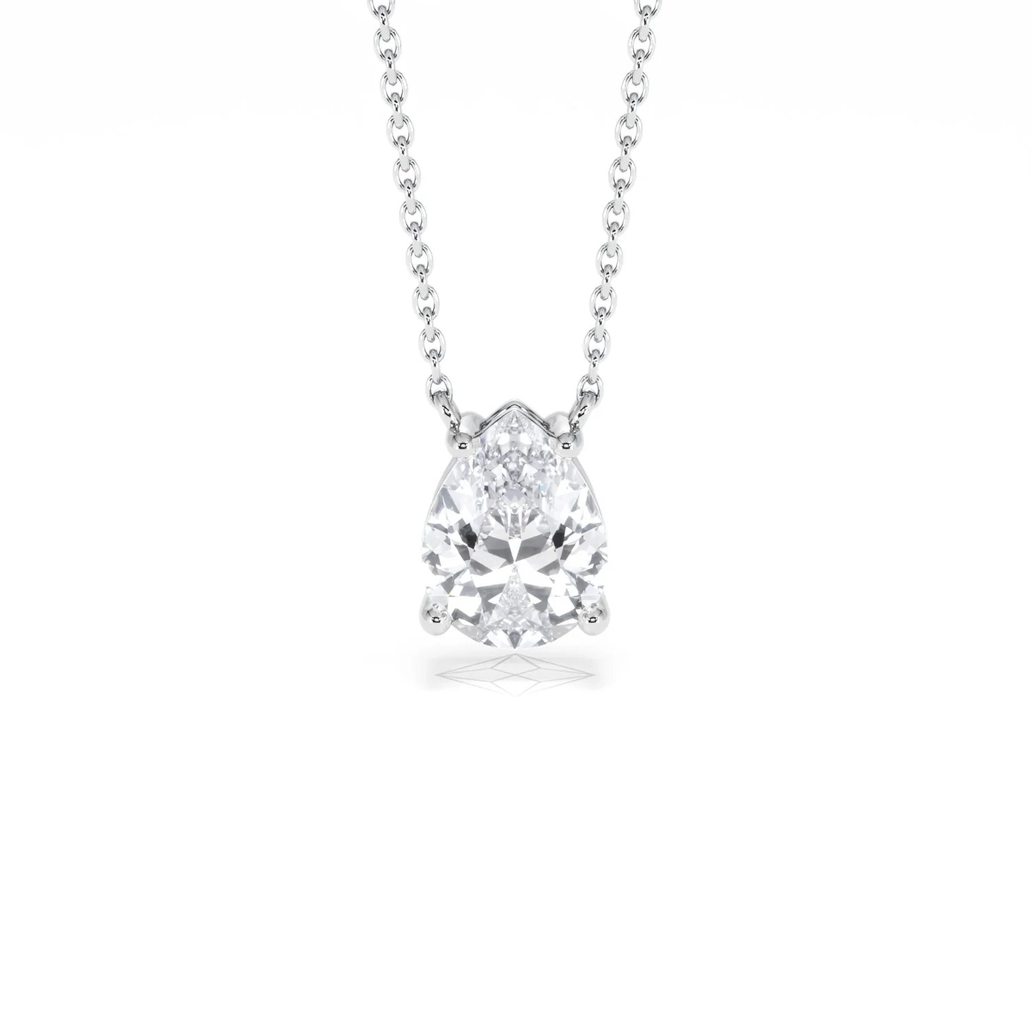 Wanderlust Floating Pear Cut Lab Diamond Solitaire Necklace 1.50ct H/Si in 9K White Gold - Image 10