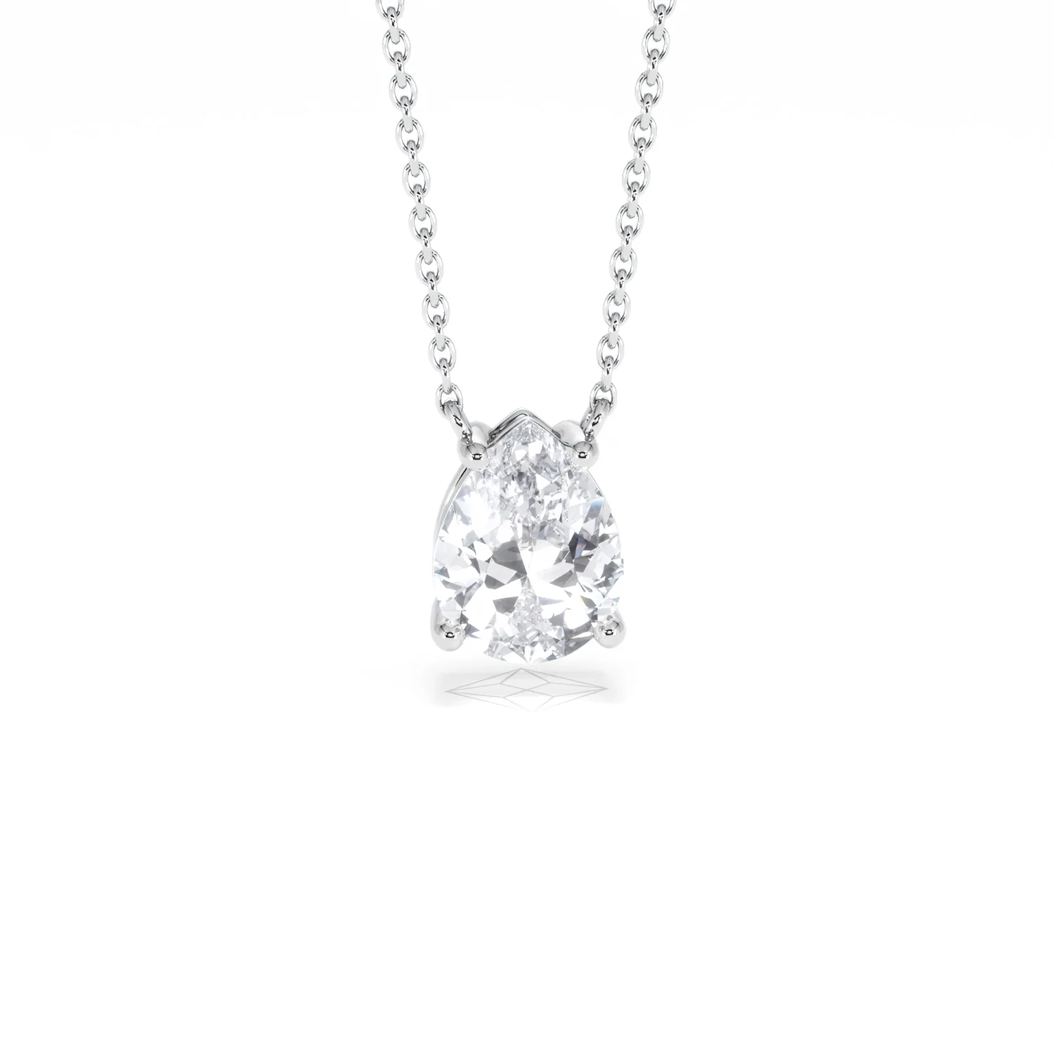 Wanderlust Floating Pear Cut Lab Diamond Solitaire Necklace 1.50ct H/Si in 9K White Gold - Image 11