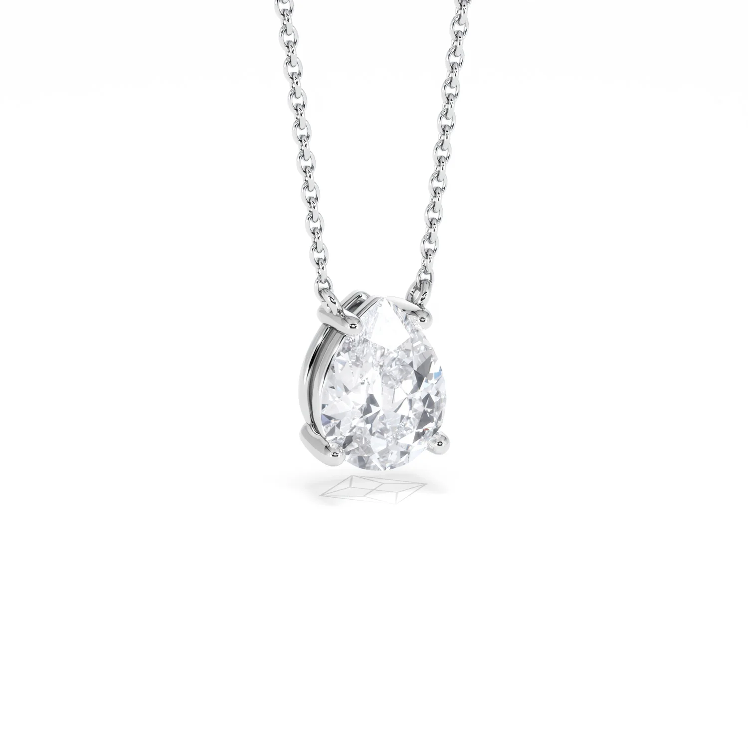 Wanderlust Floating Pear Cut Lab Diamond Solitaire Necklace 1.50ct H/Si in 9K White Gold - Image 15