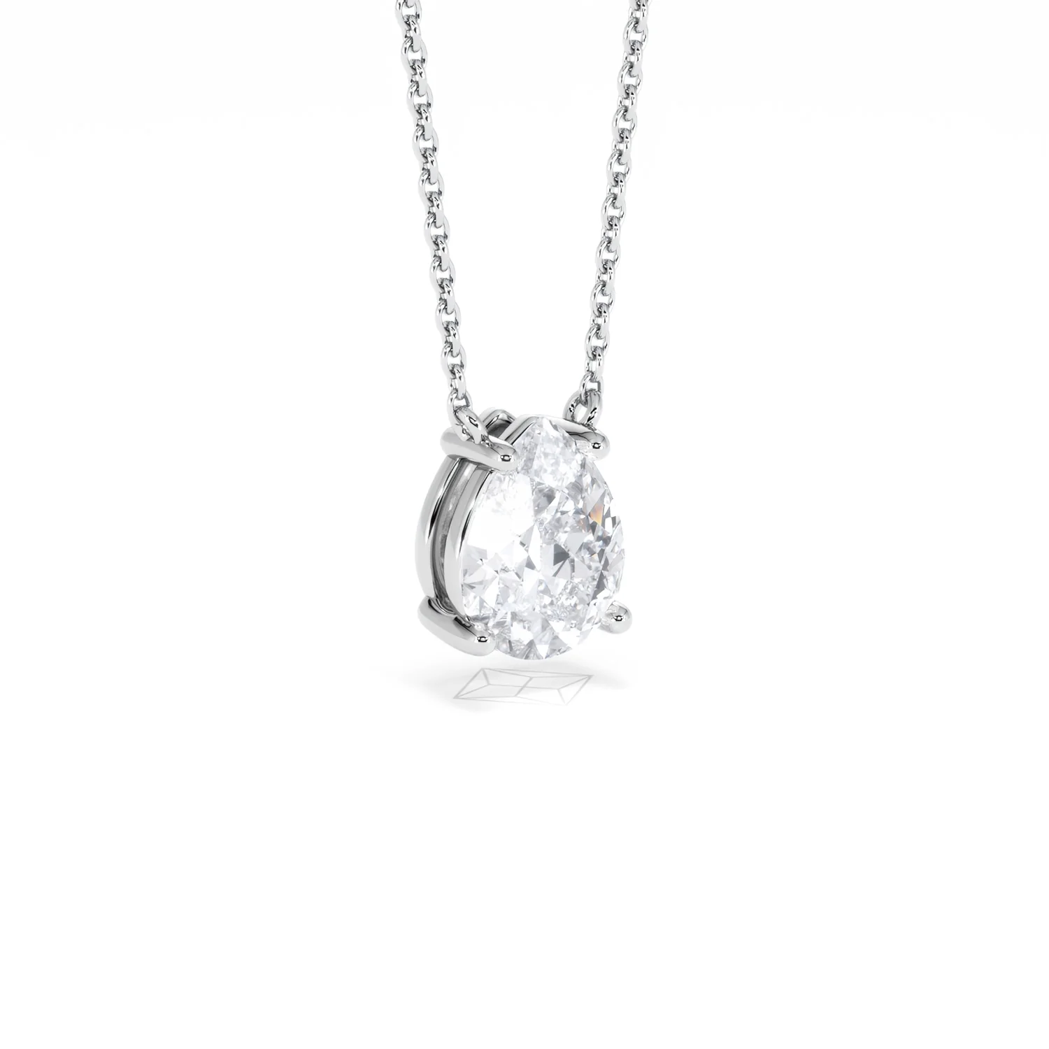 Wanderlust Floating Pear Cut Lab Diamond Solitaire Necklace 1.50ct H/Si in 9K White Gold - Image 17