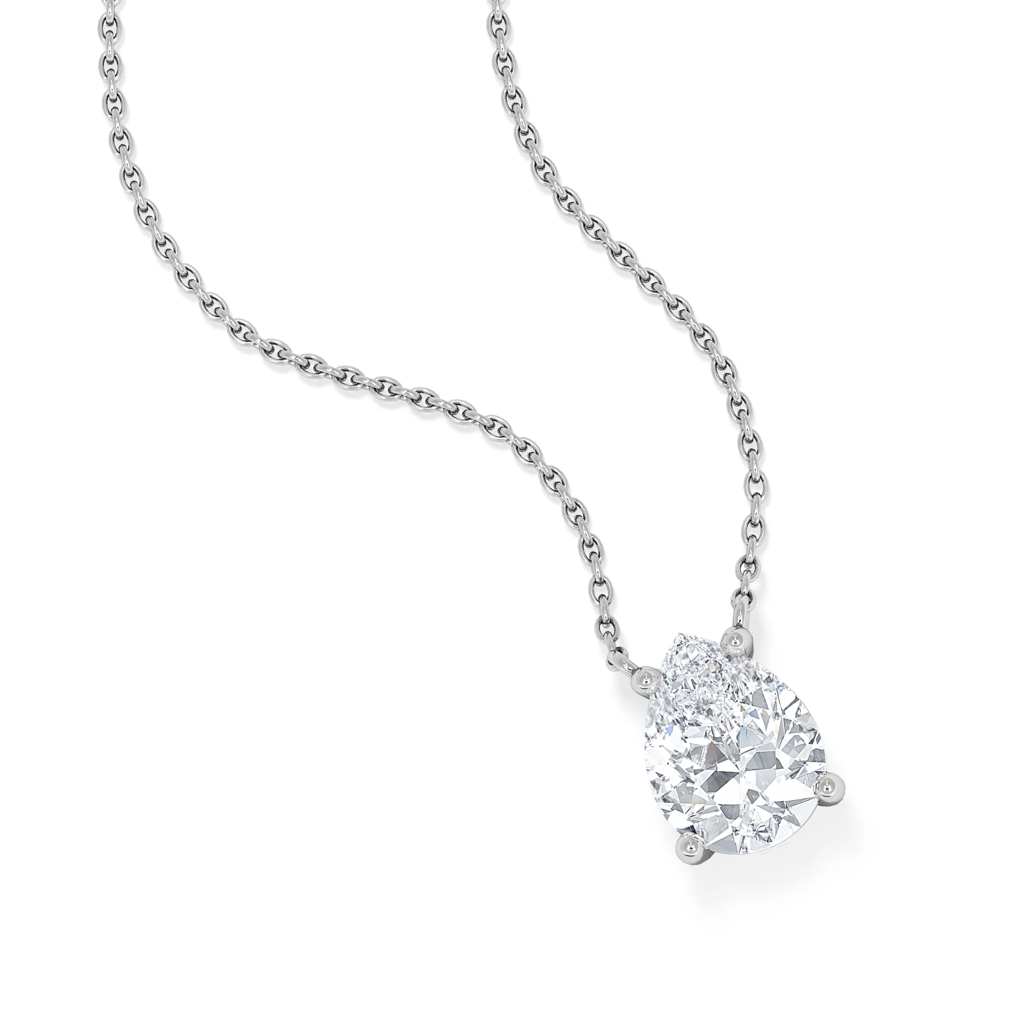 Wanderlust Floating Pear Cut Lab Diamond Solitaire Necklace 1.50ct H/Si in 9K White Gold - Image 3