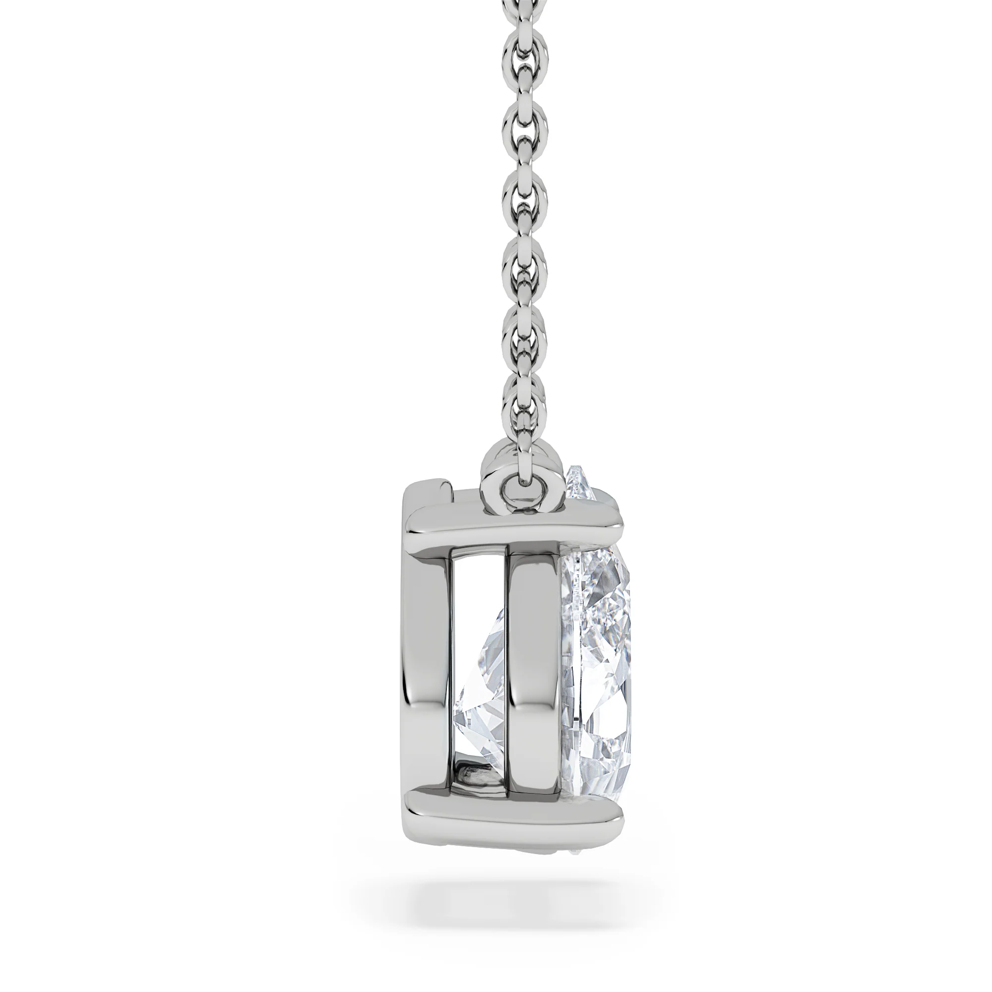 Wanderlust Floating Pear Cut Lab Diamond Solitaire Necklace 1.50ct H/Si in 9K White Gold - Image 5