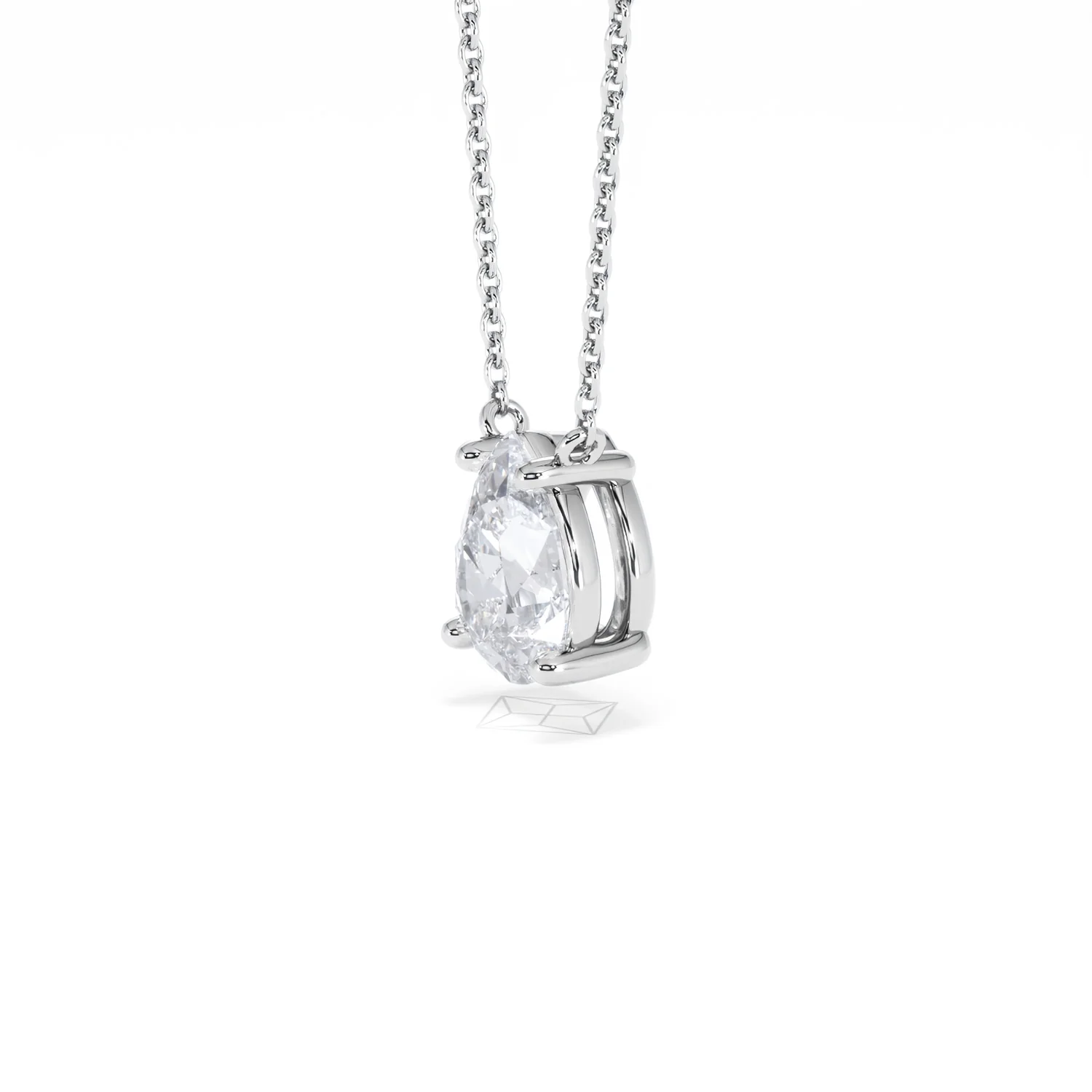 Wanderlust Floating Pear Cut Lab Diamond Solitaire Necklace 1.50ct H/Si in 9K White Gold - Image 77